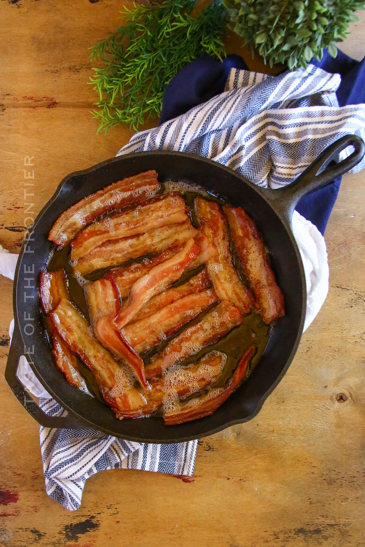 bacon cooked in the cast iron skillet