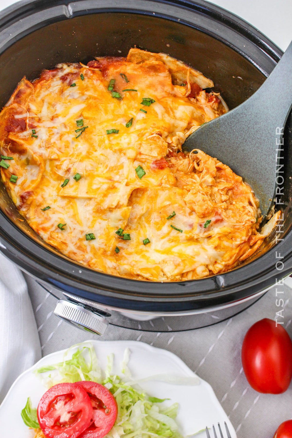 Crockpot Chicken Enchilada Casserole - Taste of the Frontier