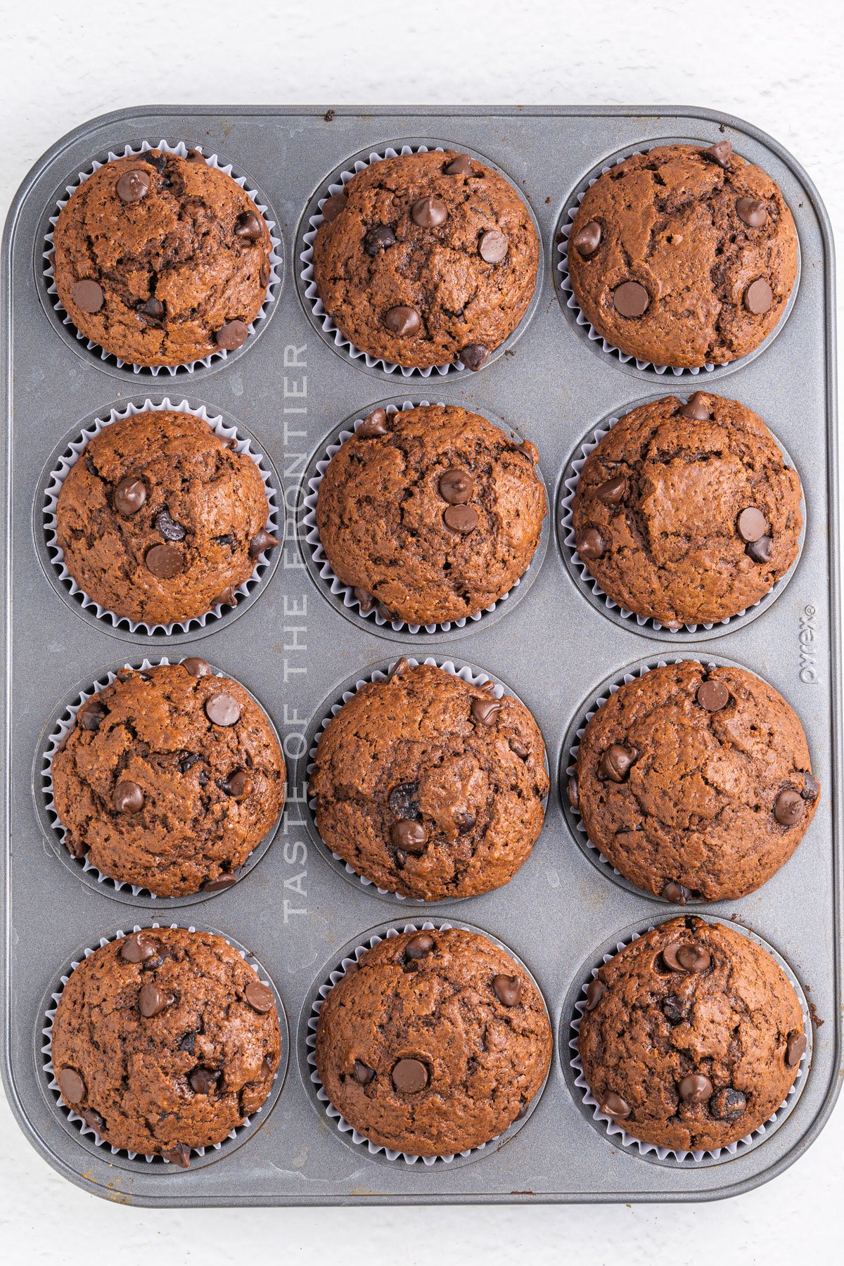 baked muffins with chocolate