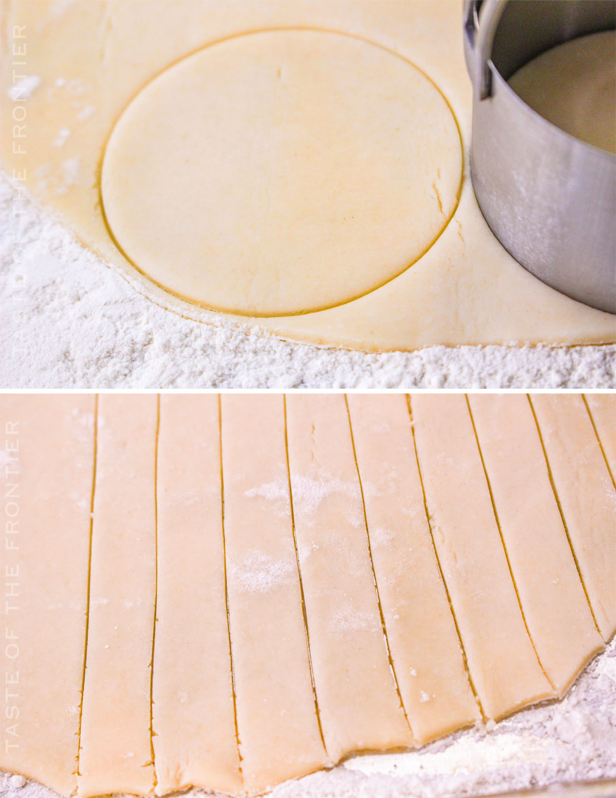 cutting the pastry dough