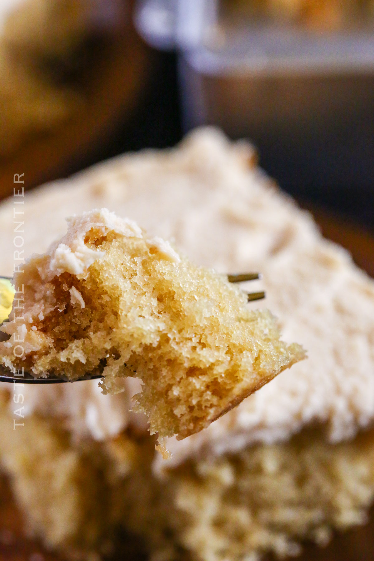 bite of Butterscotch Cake with Butterscotch Frosting