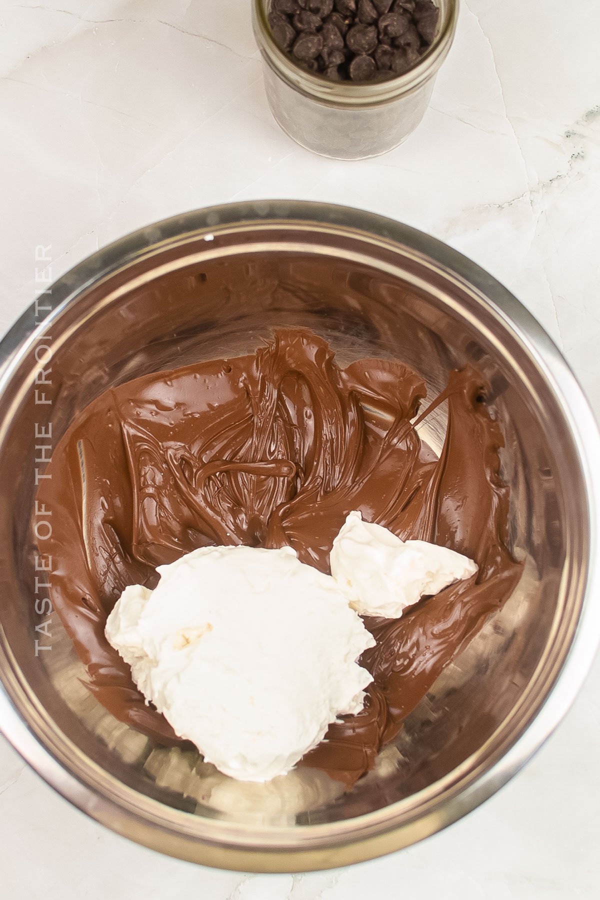 mixing the chocolate and whipped topping
