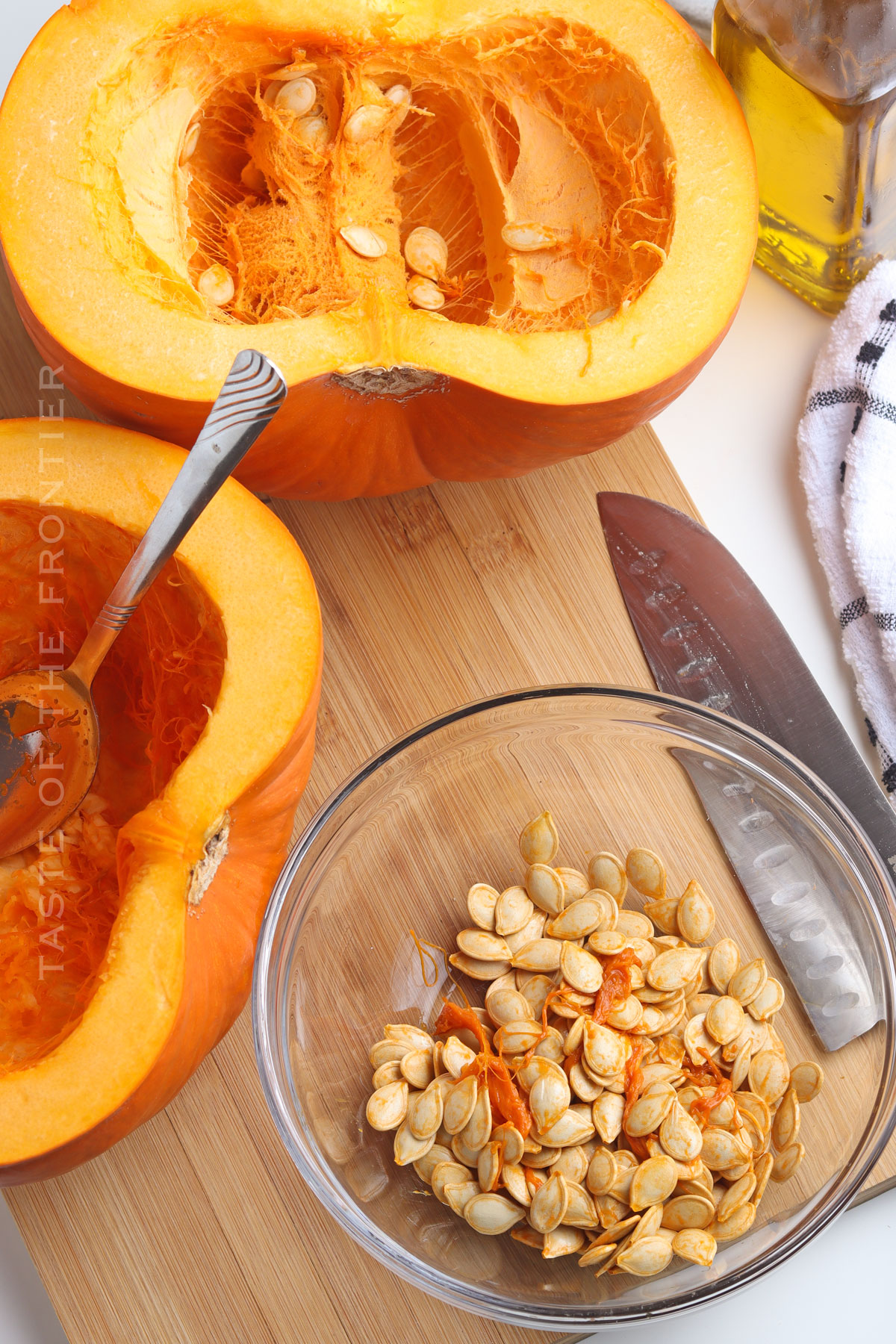 preparing the pumpkin seeds