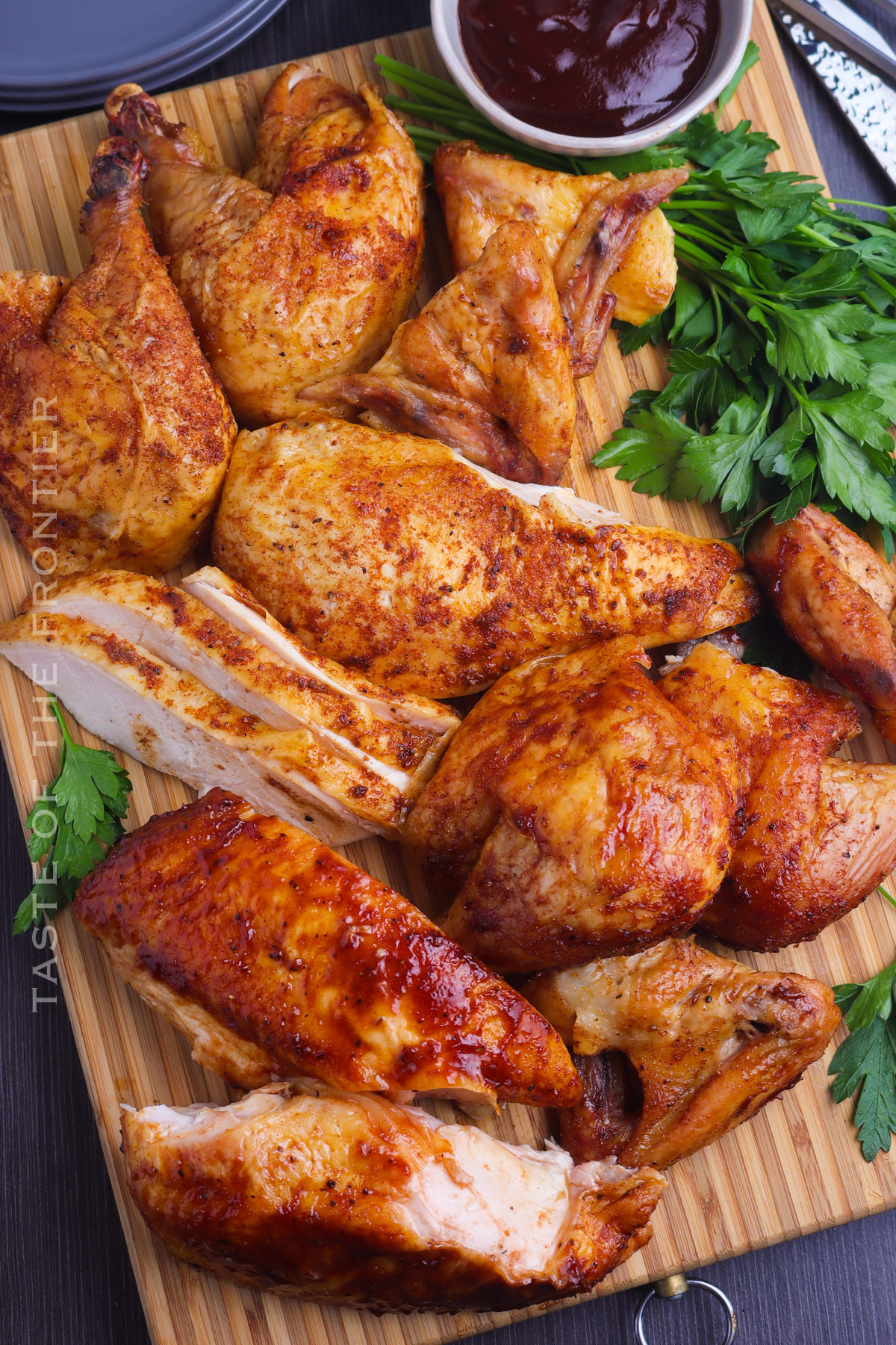 bbq chicken on the smoker