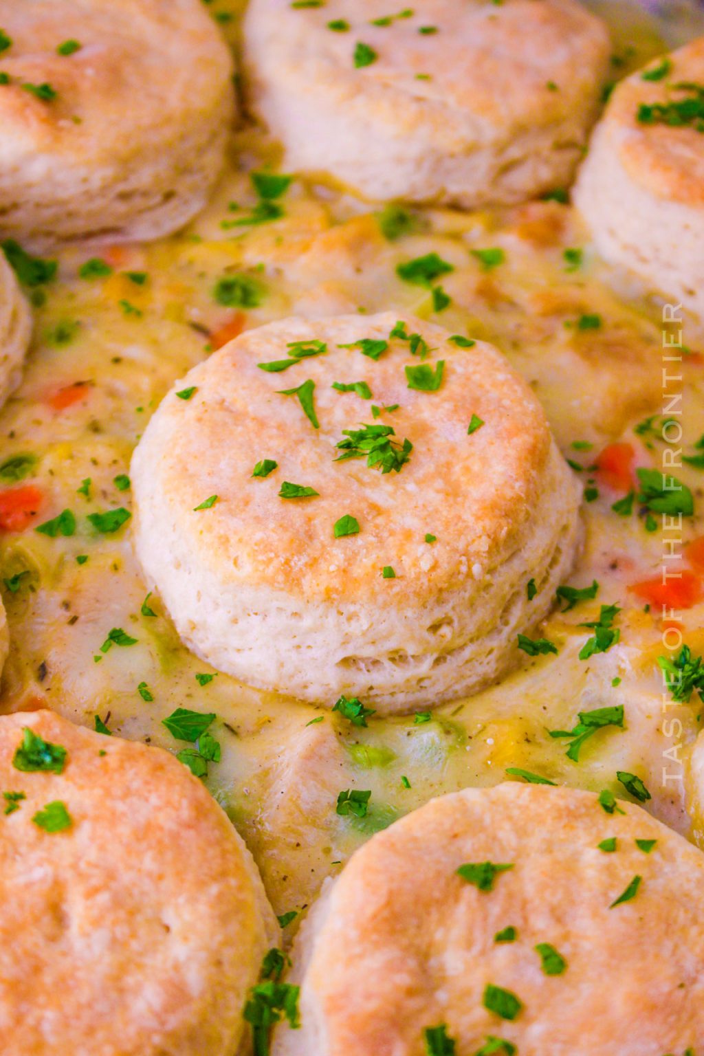 Turkey Pot Pie with Biscuits Taste of the Frontier