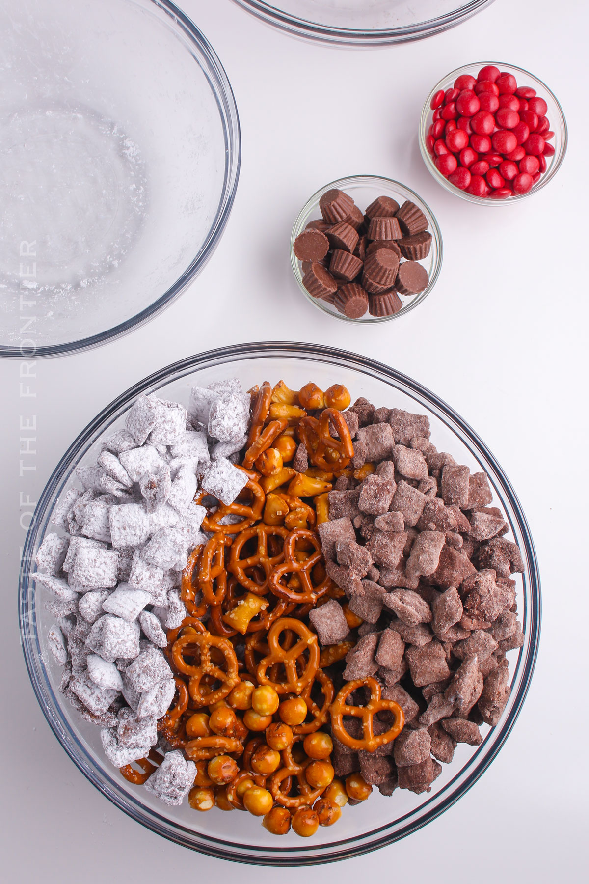 mixing the snack mix recipes together