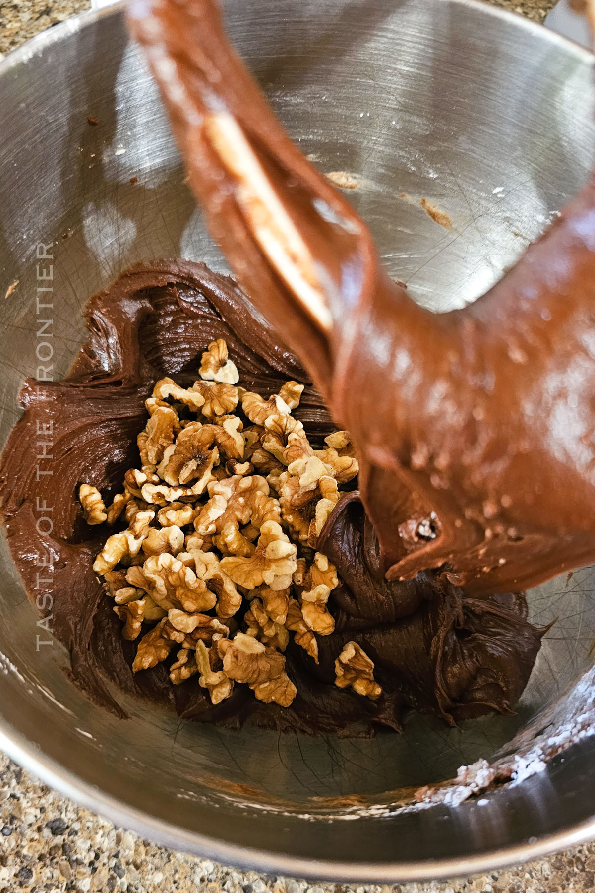 making fudge with walnuts