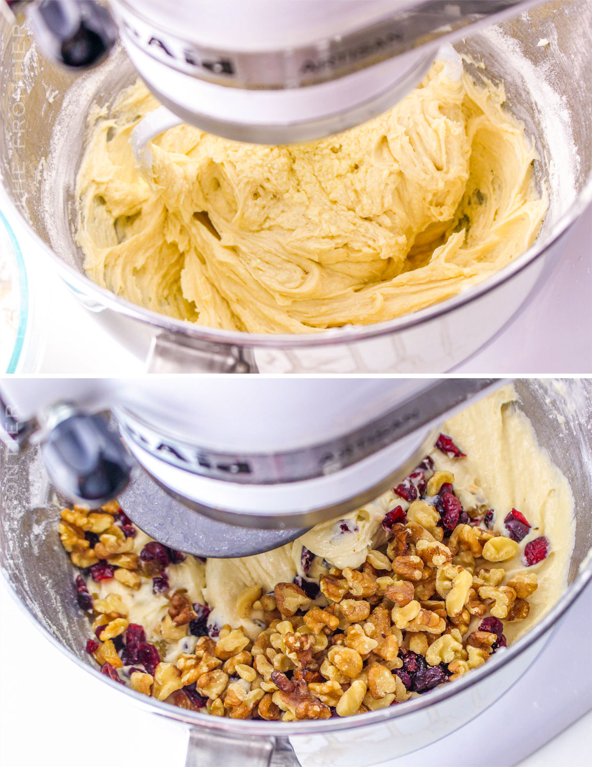 mixing in the nuts and dried fruit