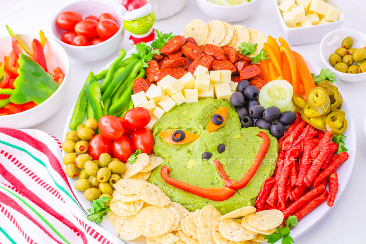 Grinch Christmas Dessert Charcuterie Board - Play Party Plan