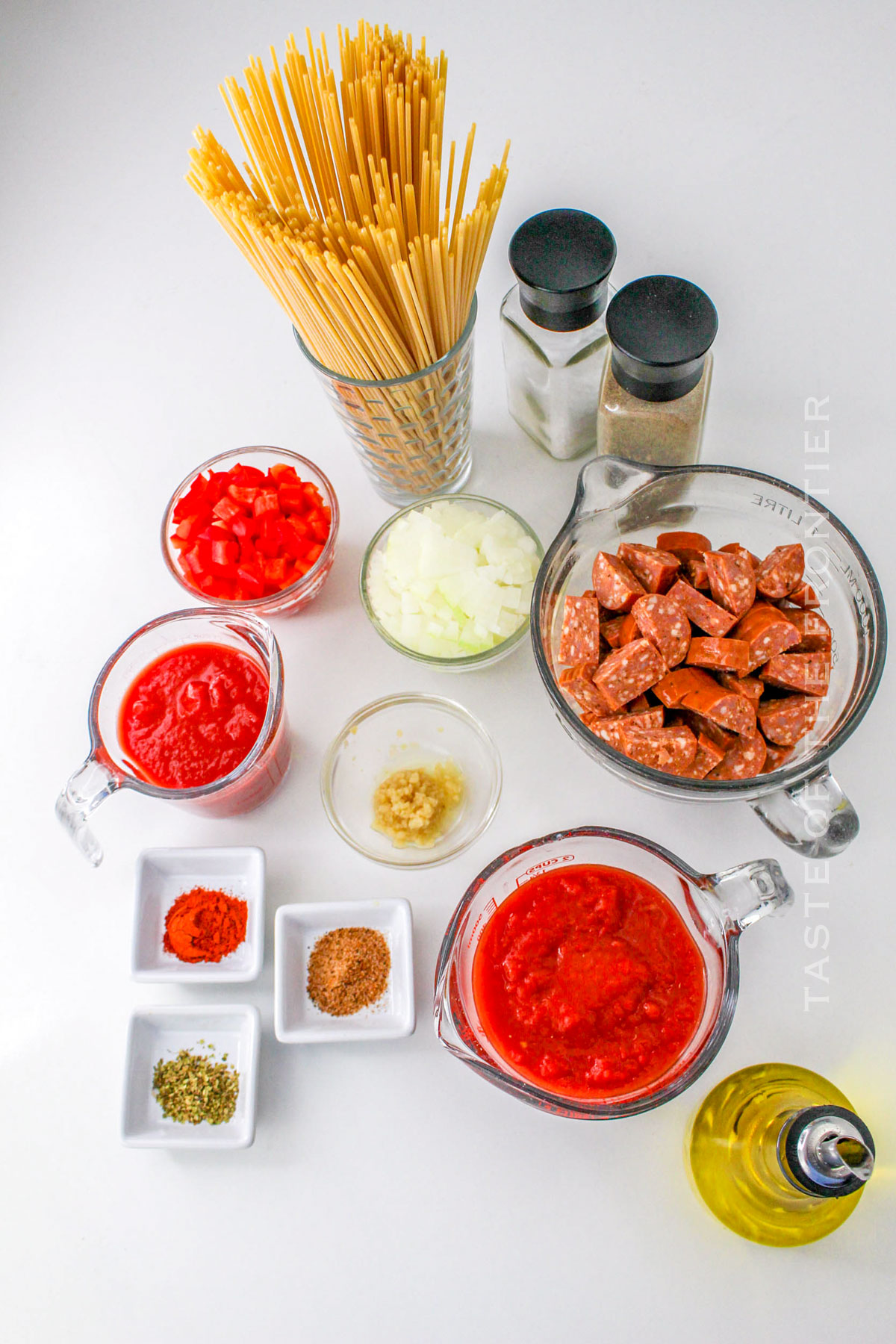 Cajun Sausage Spaghetti ingredients
