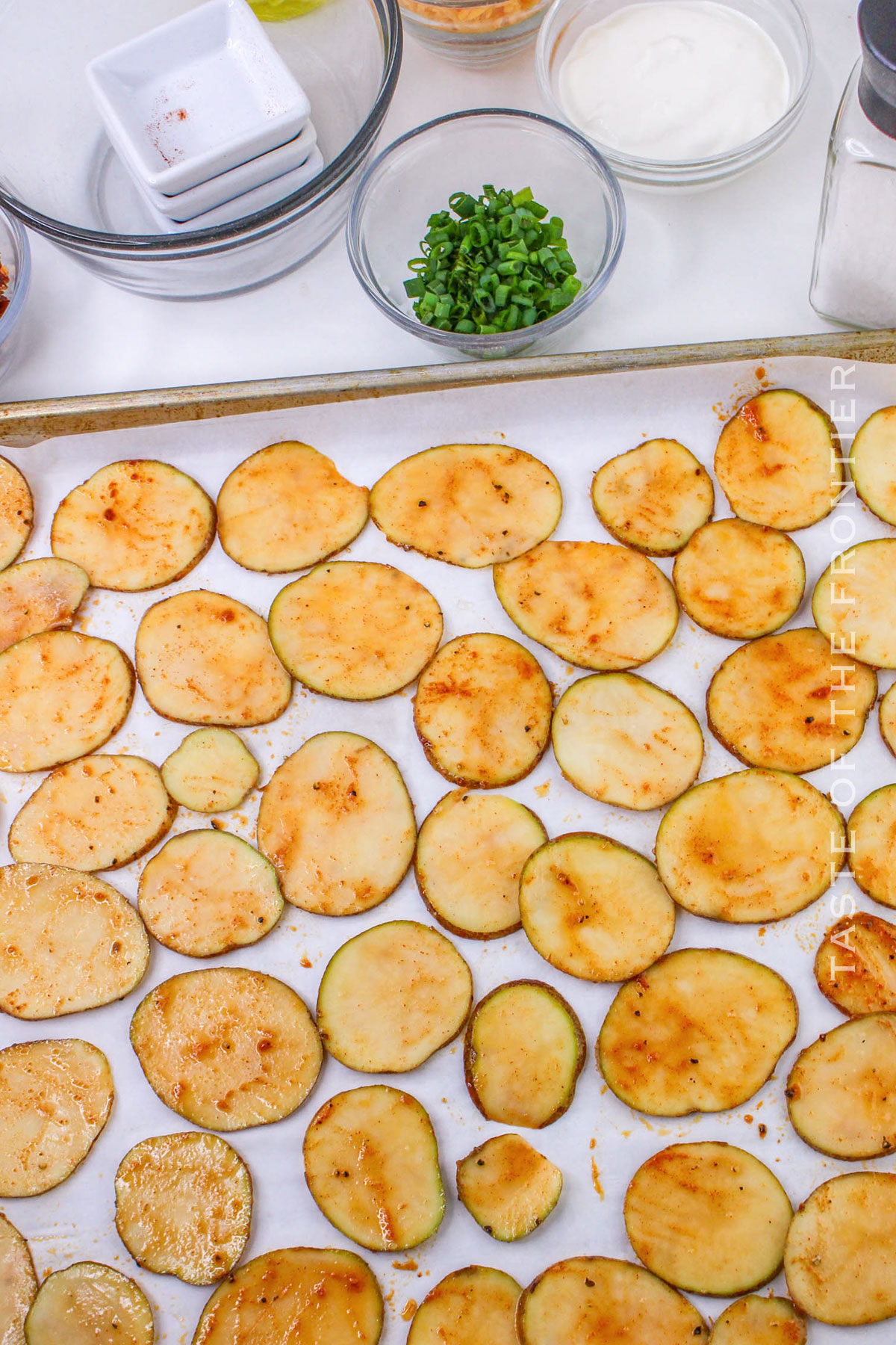 baking the potato slices