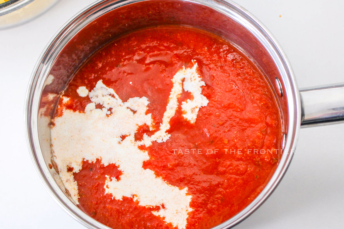 making the cheese marinara