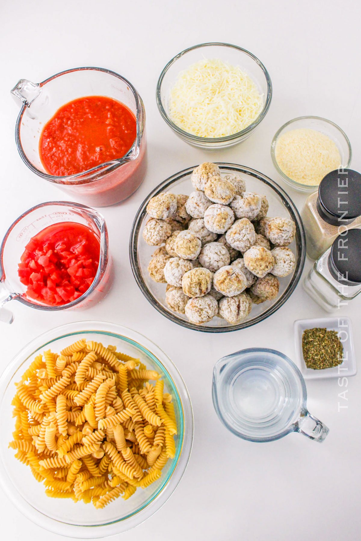 Dump and Bake Meatball Casserole ingredients