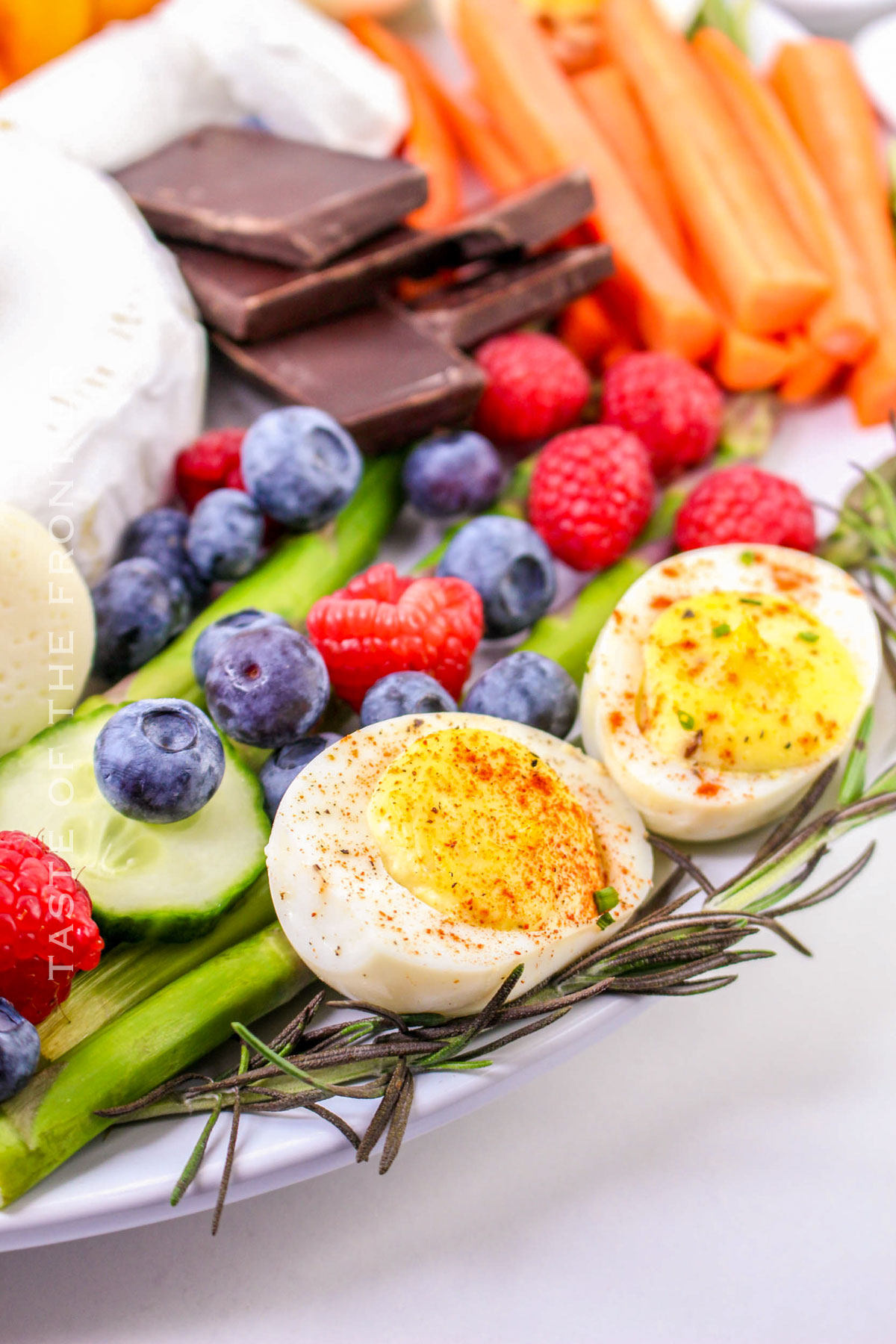 deviled eggs on the snack board