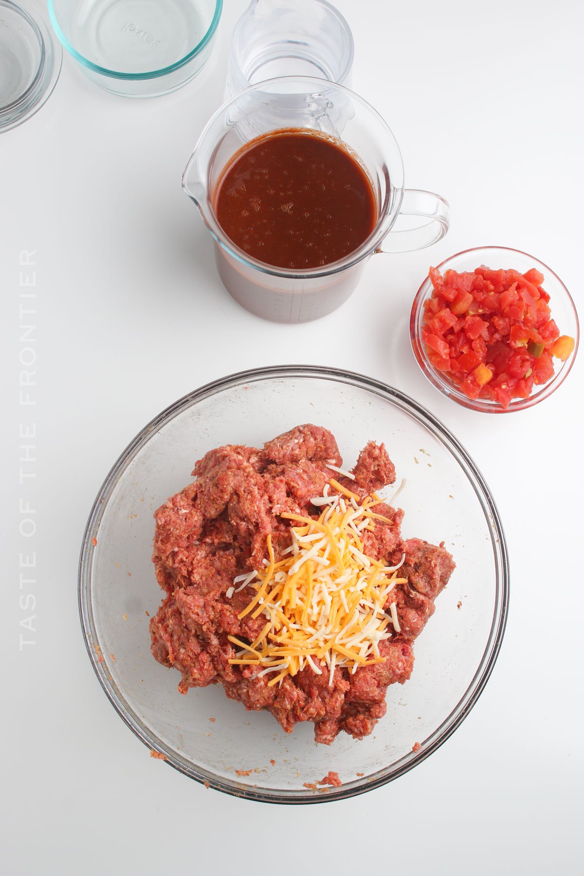 mixing the beef and ingredients