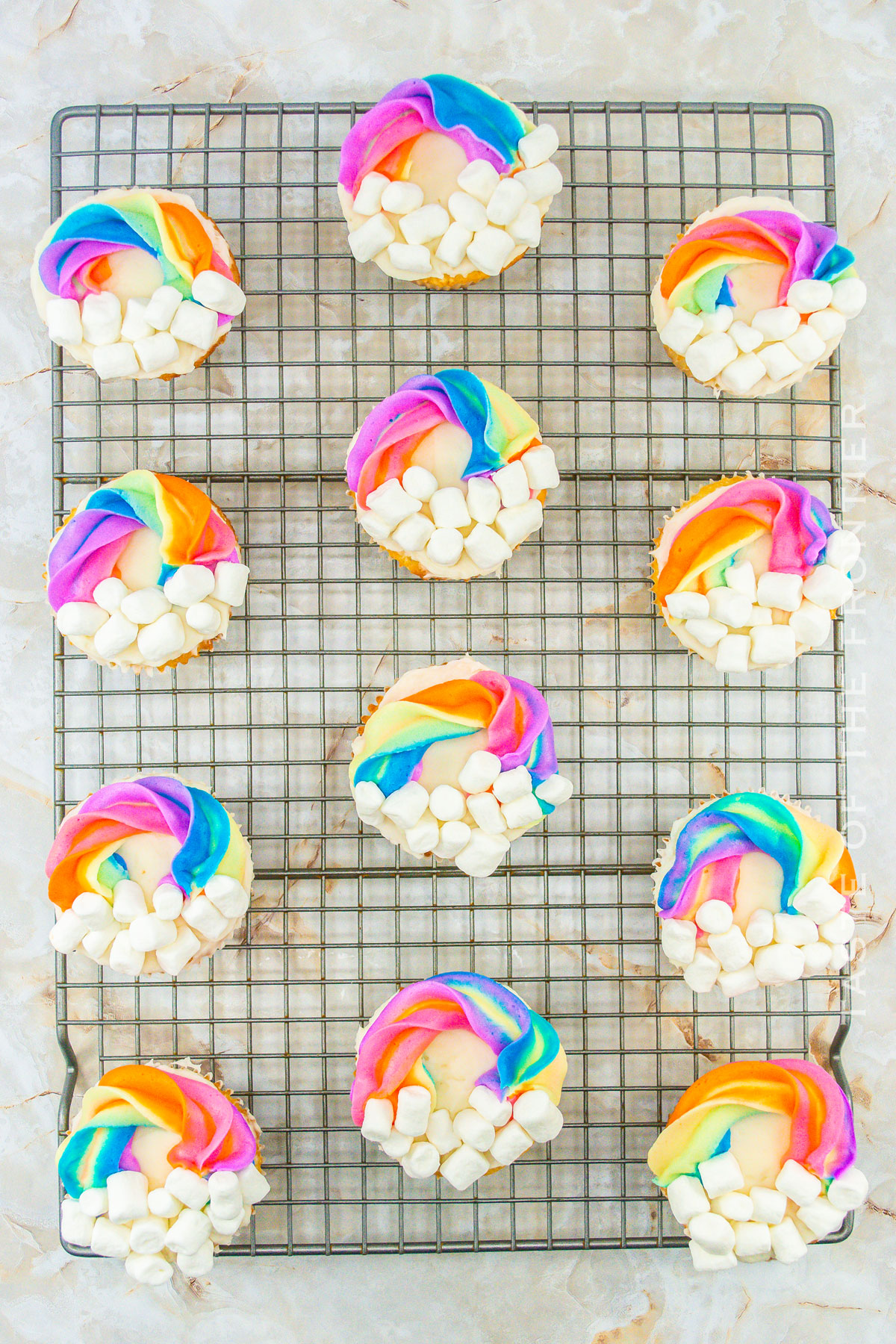 colorful decorated cupcakes with marshmallows