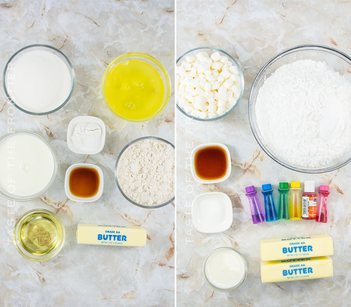 Rainbow Cupcake ingredients