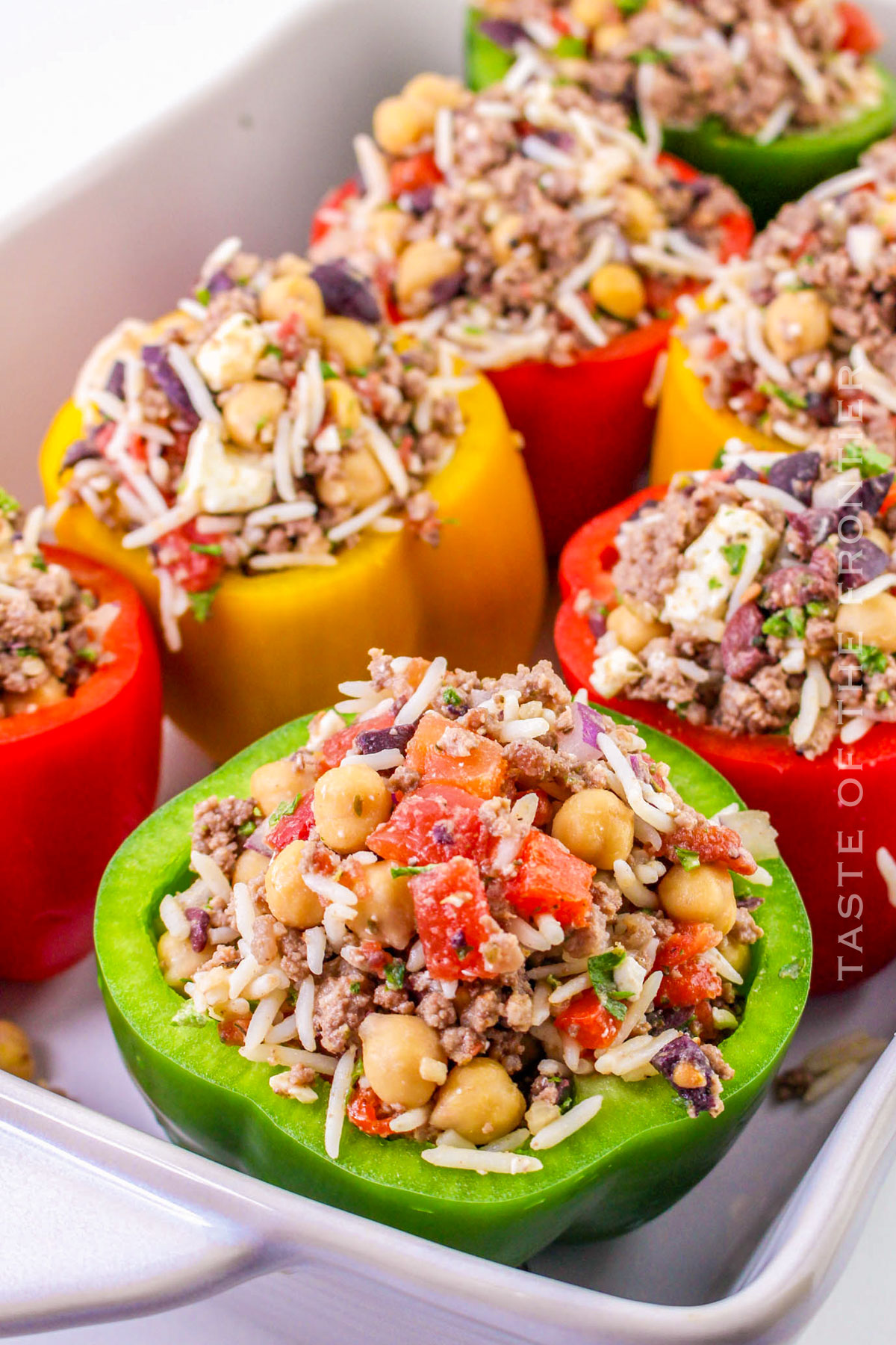 filled peppers ready to bake