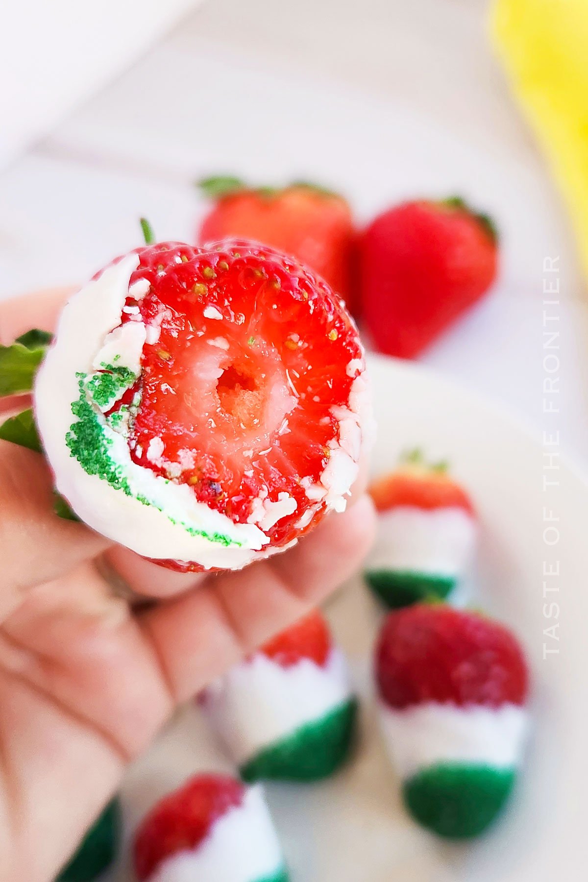 bite of a strawberry