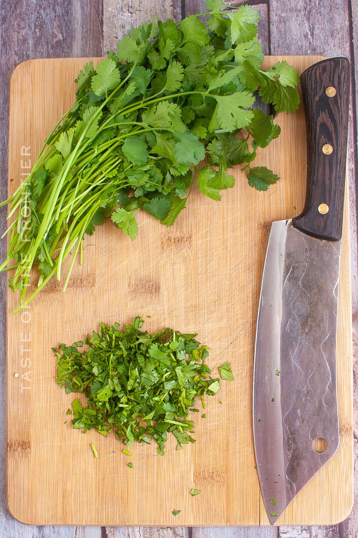 chopping the cilantro