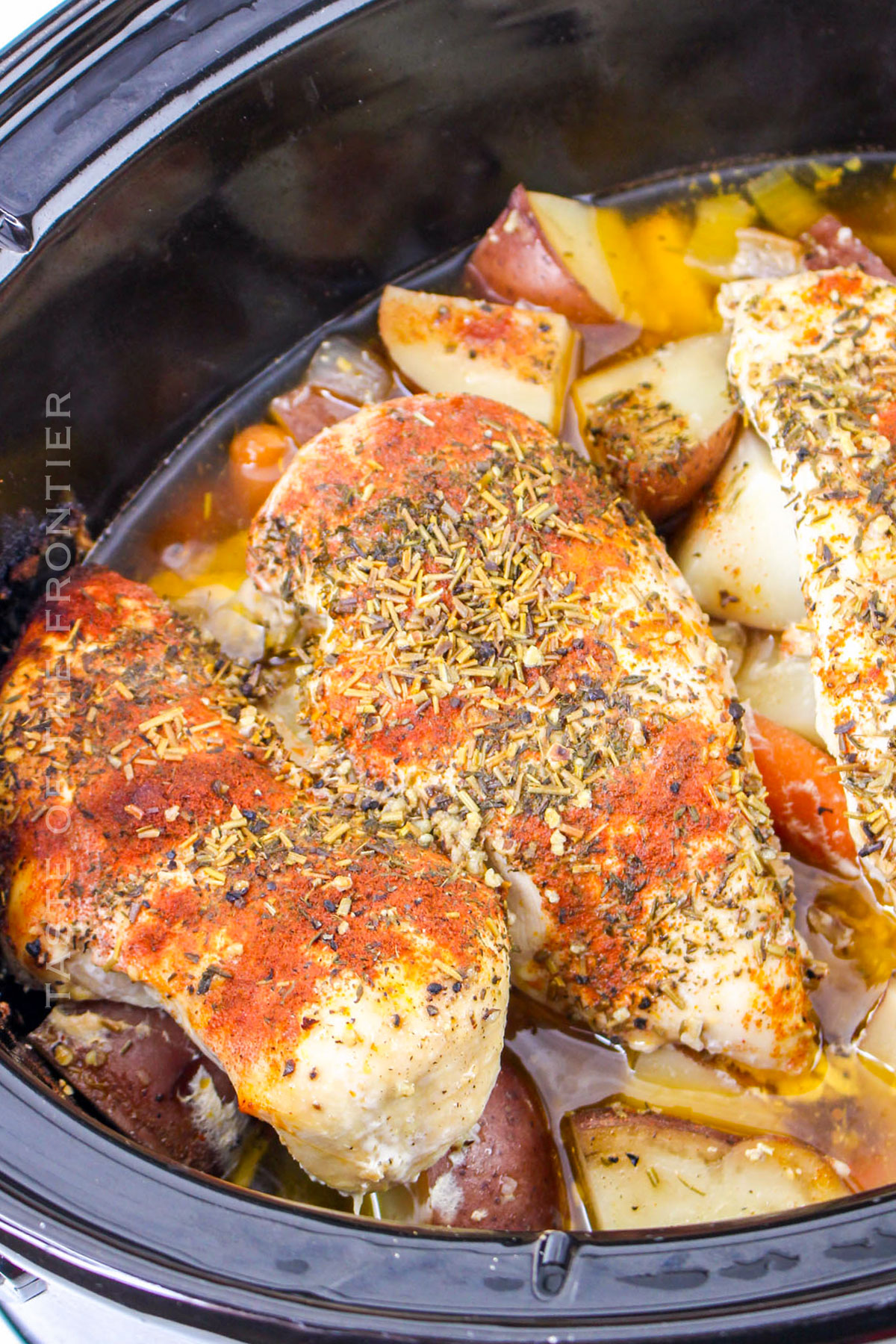 cooking chicken dinner in the crockpot