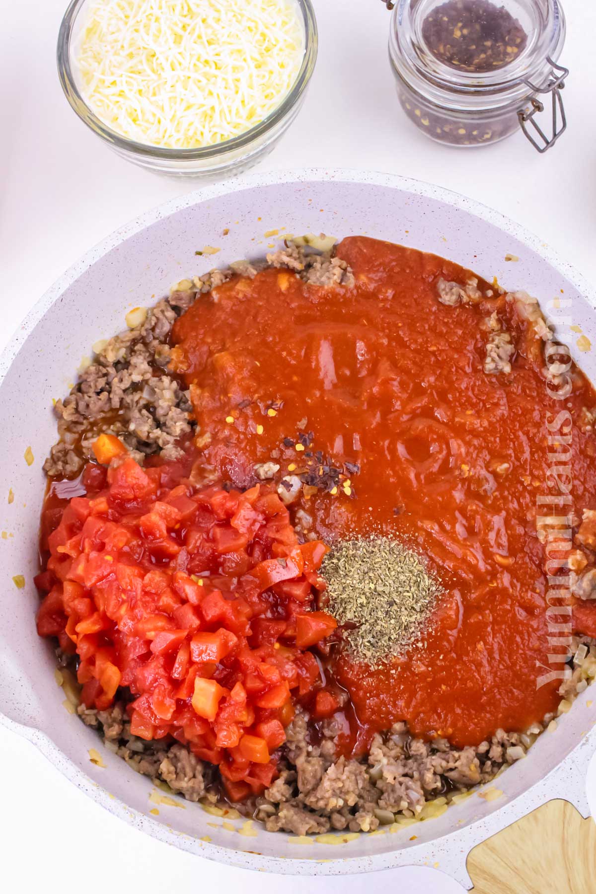 making the meat sauce