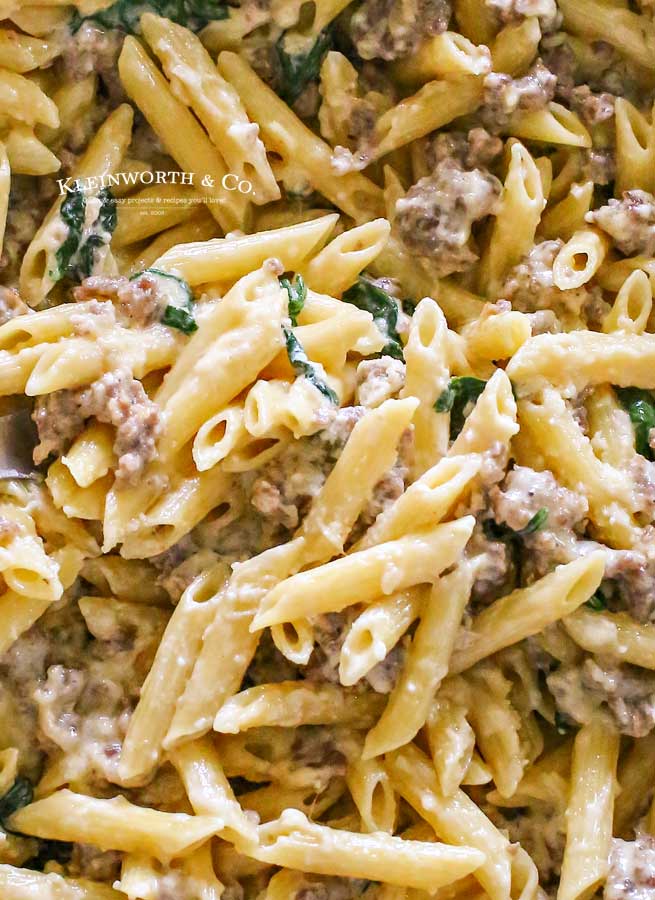 penne - Spinach & Sausage One-Pan Alfredo
