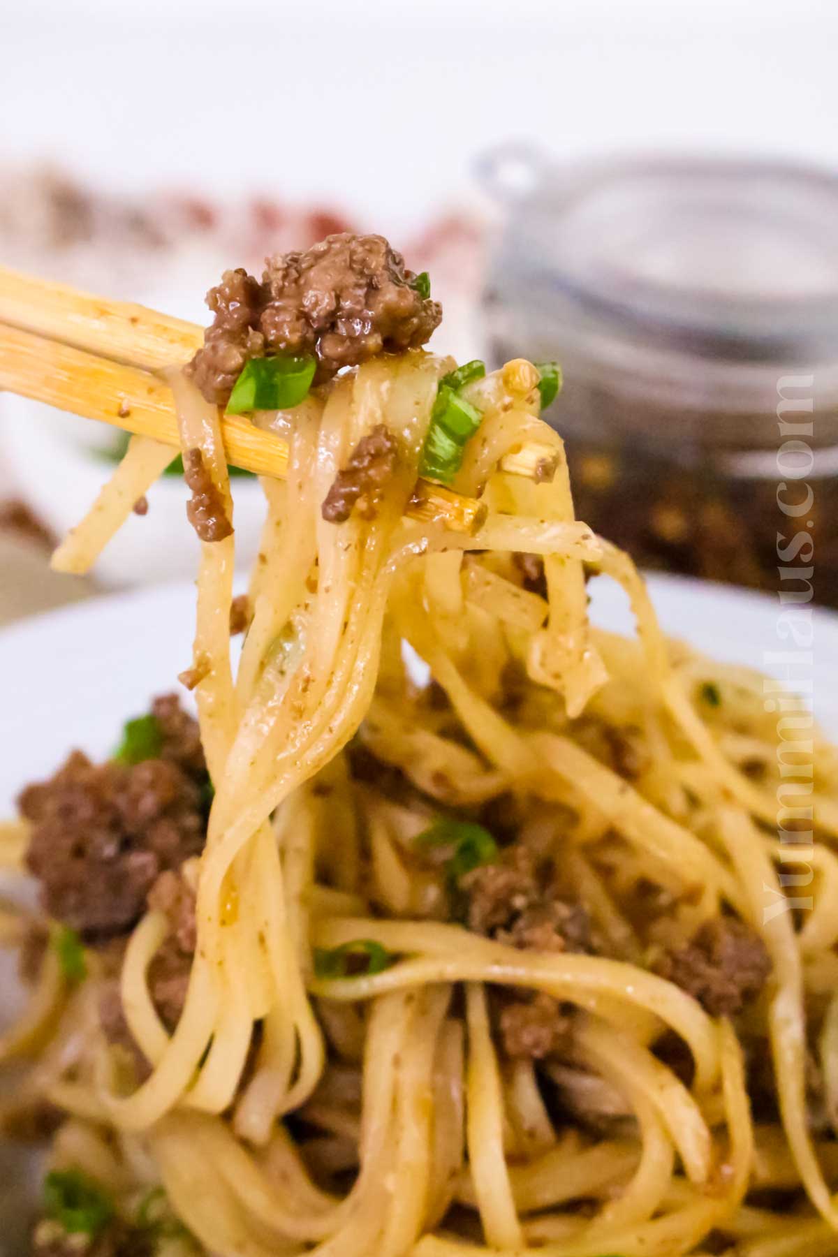 Mongolian Ground Beef Noodles recipe