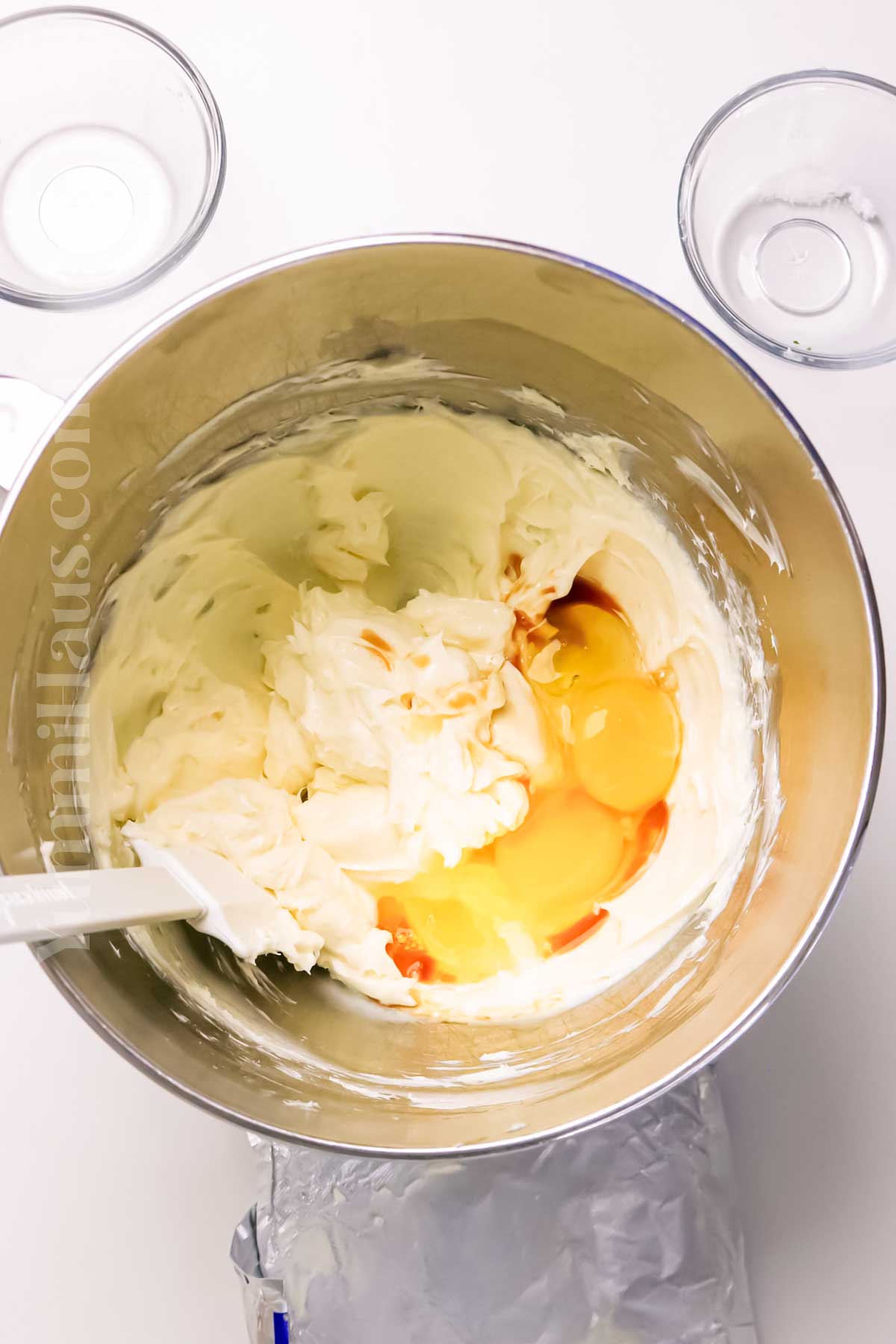 making the cheesecake layer