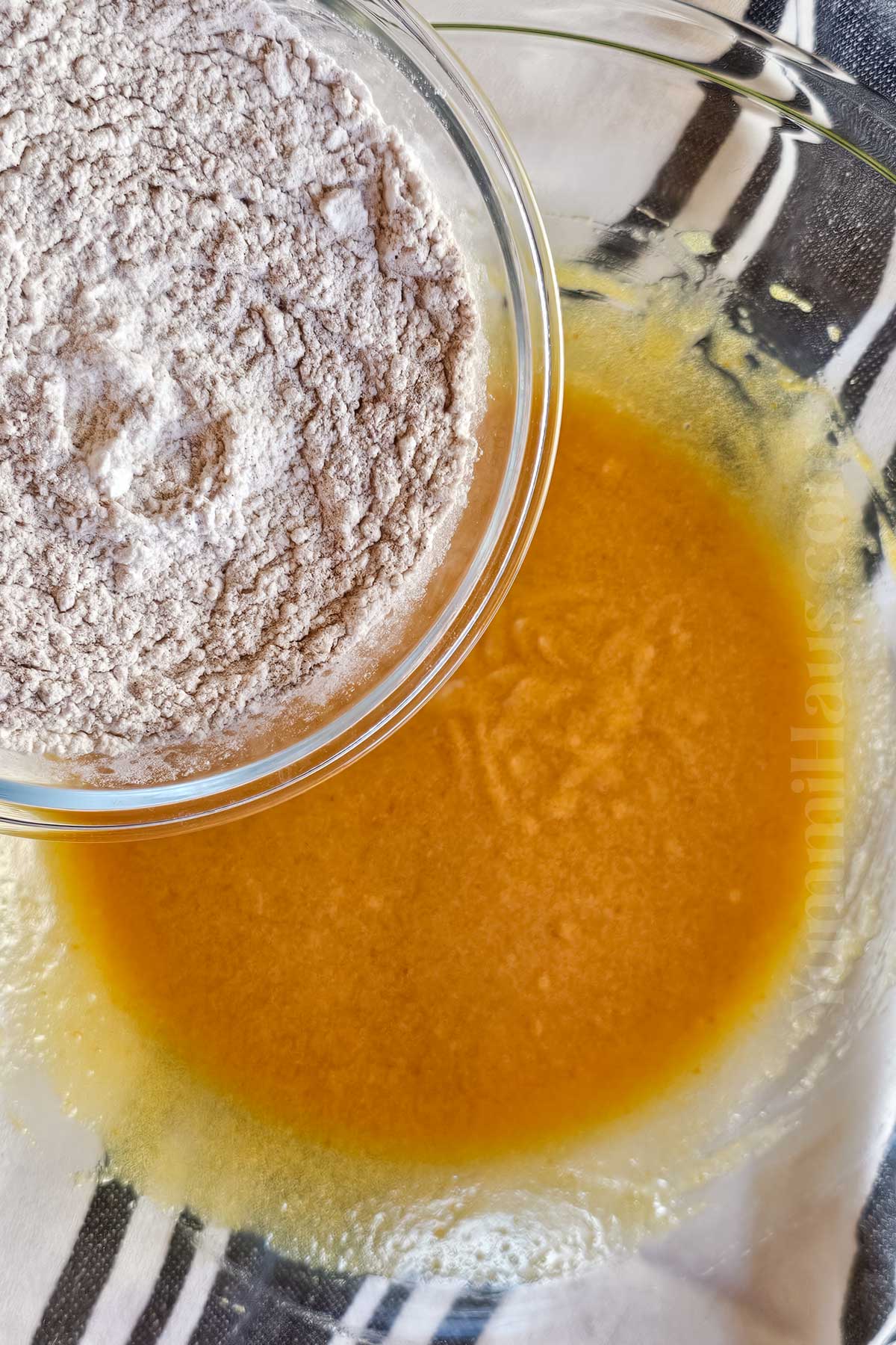 mixing the dry and wet ingredients