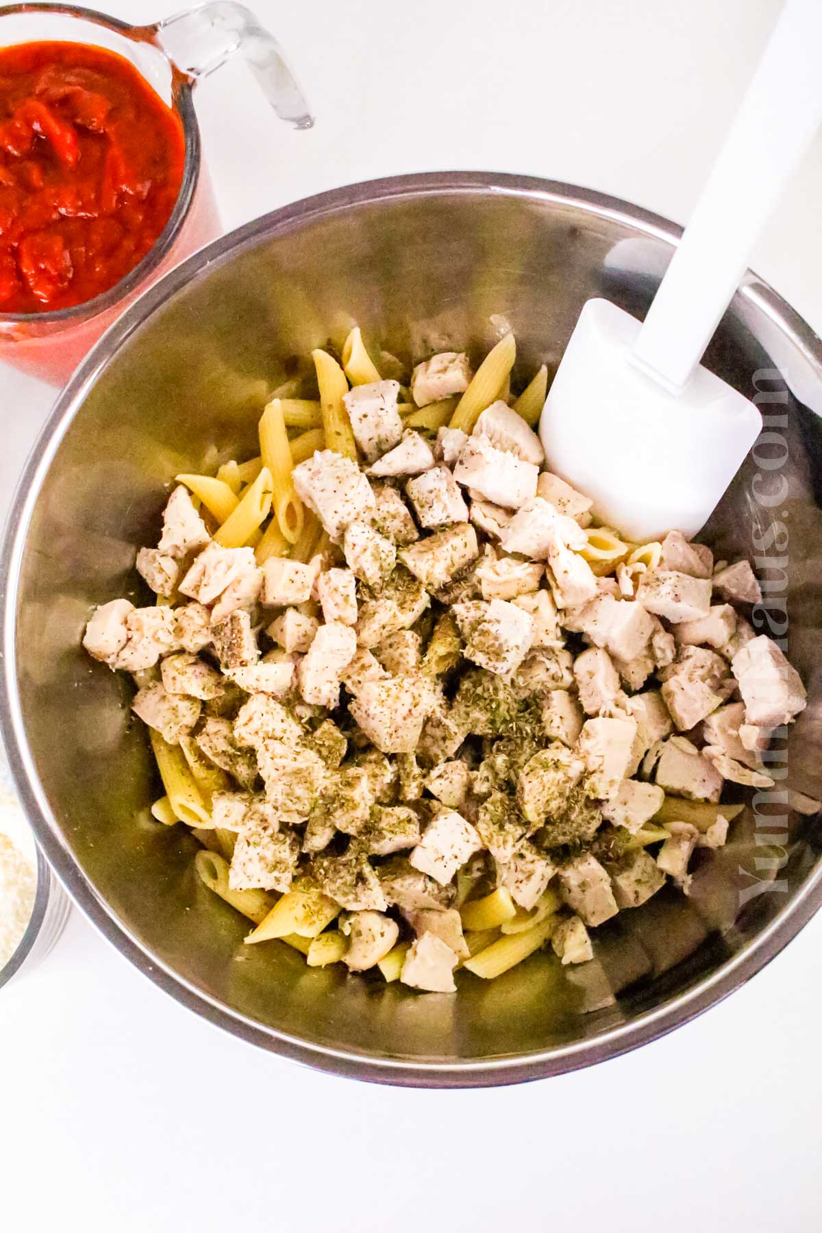mixing the ingredients