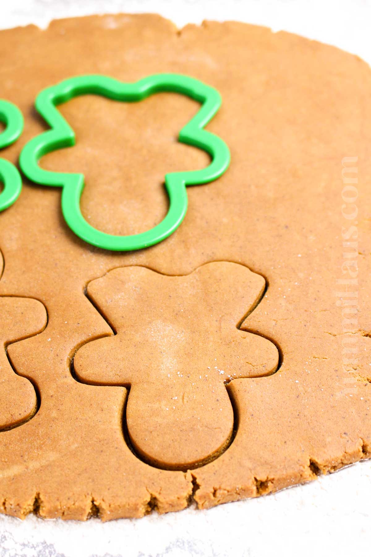 cutting the cookie dough