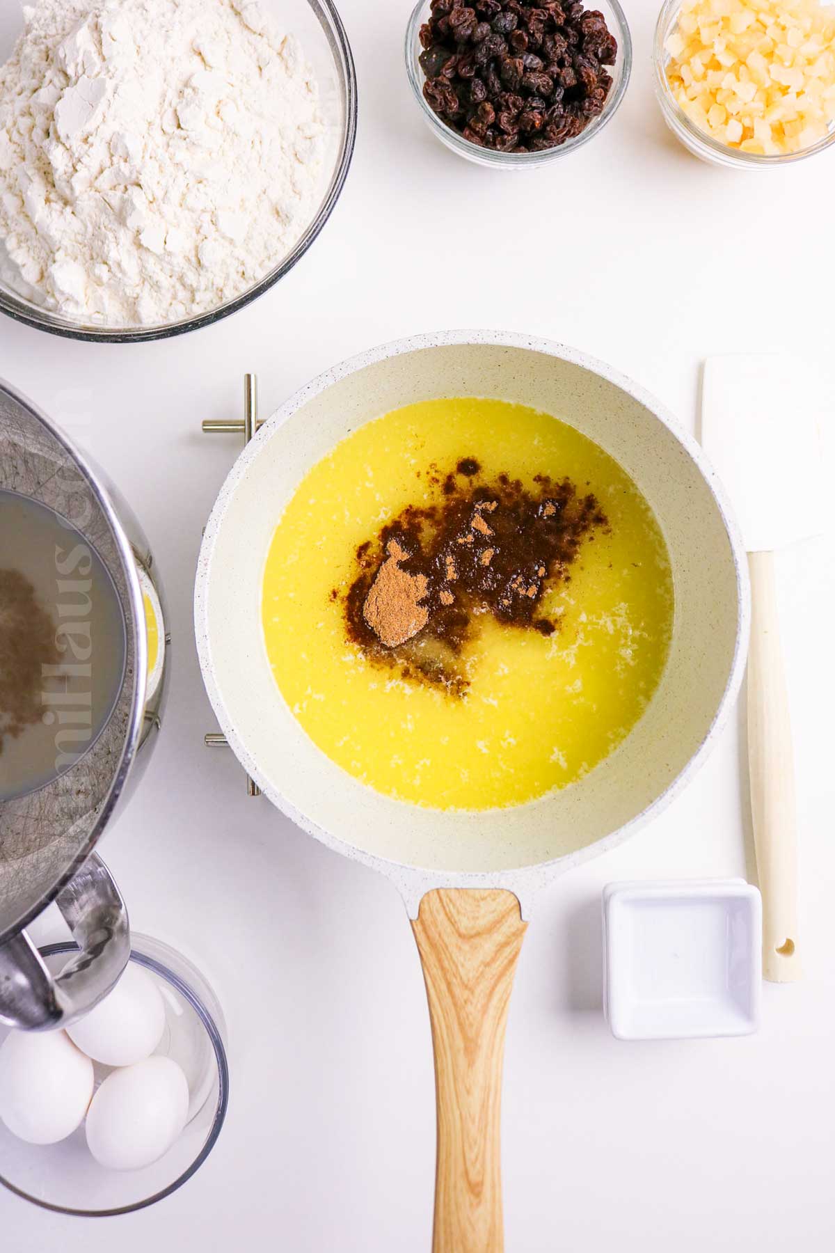 making the butter and spices