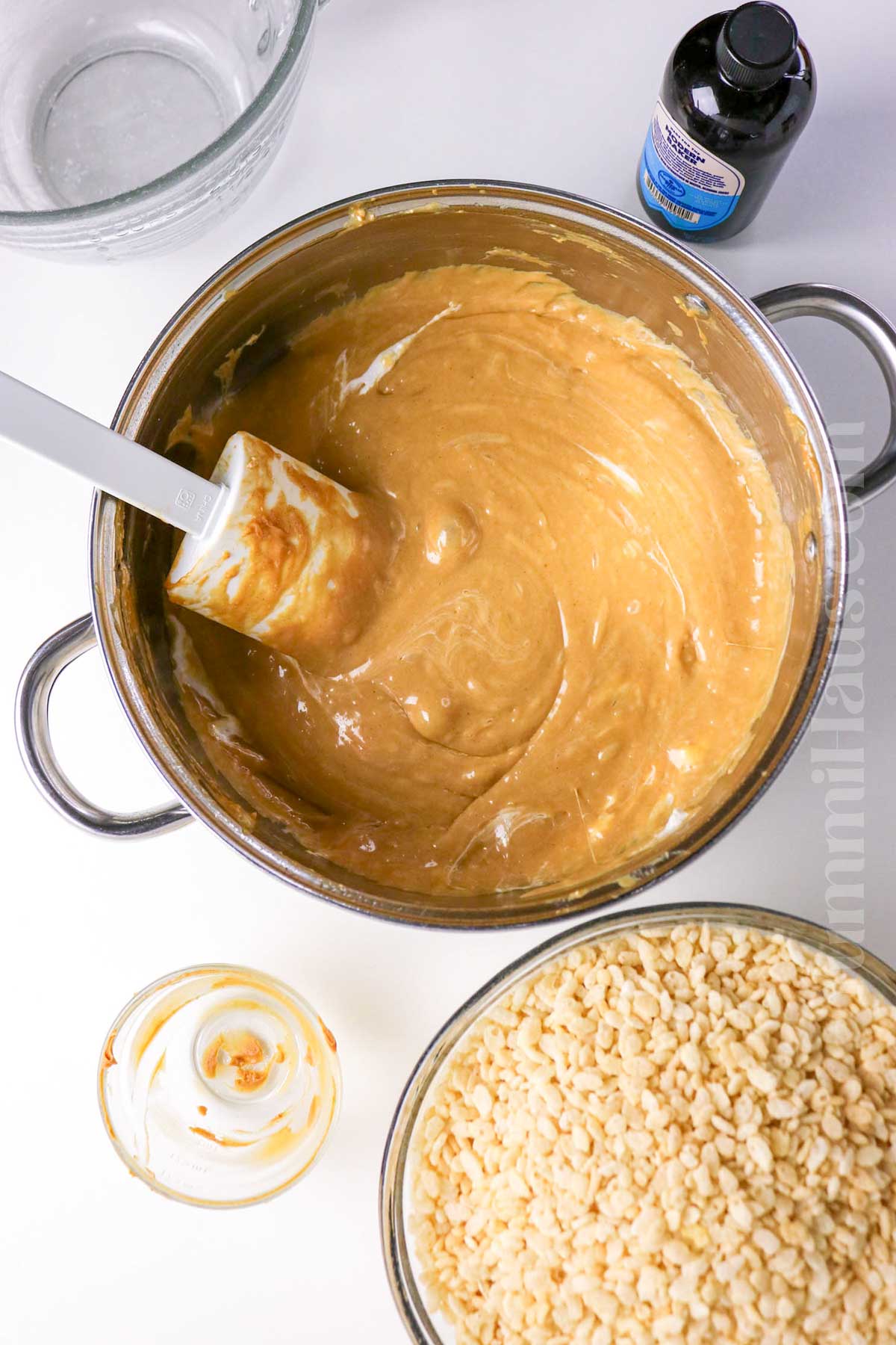 mixing in the peanut butter