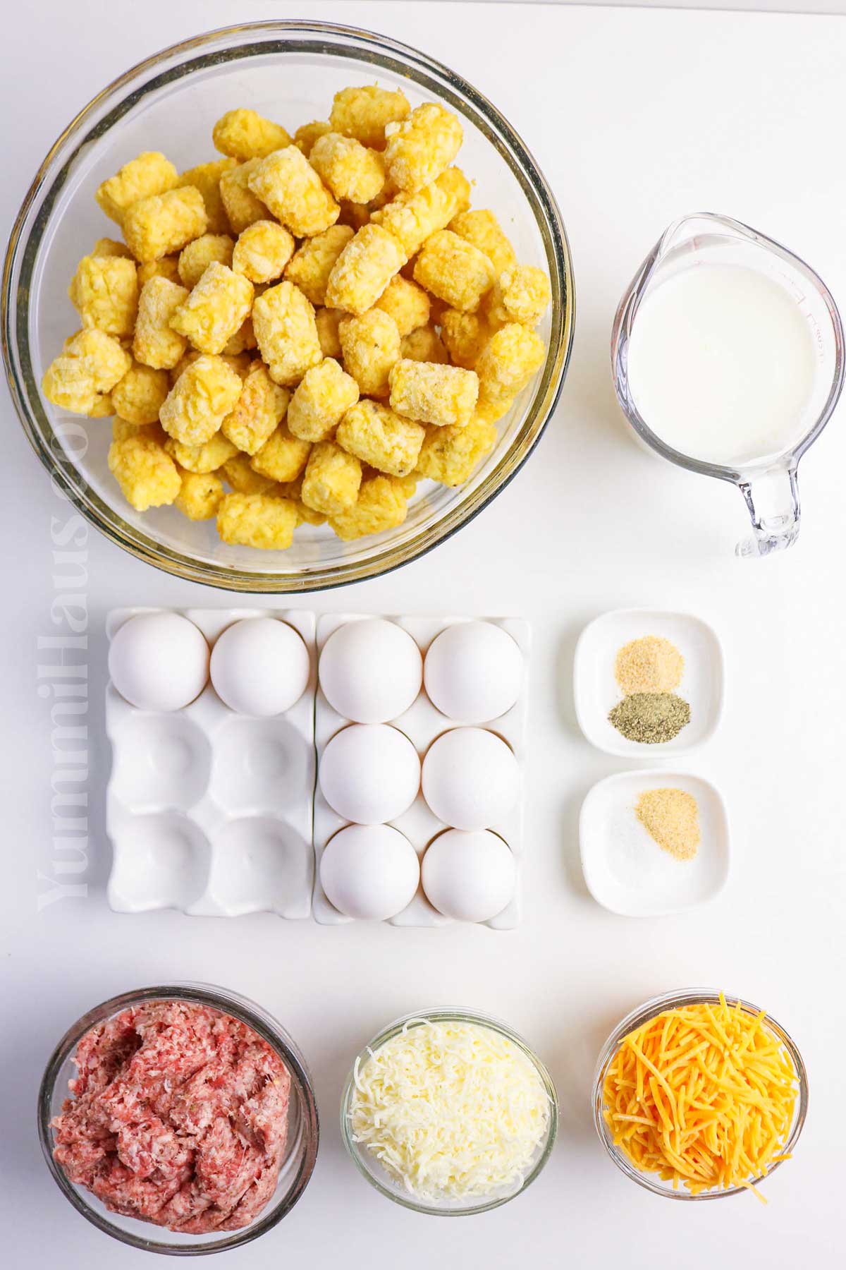 Tatertot Breakfast Casserole ingredients