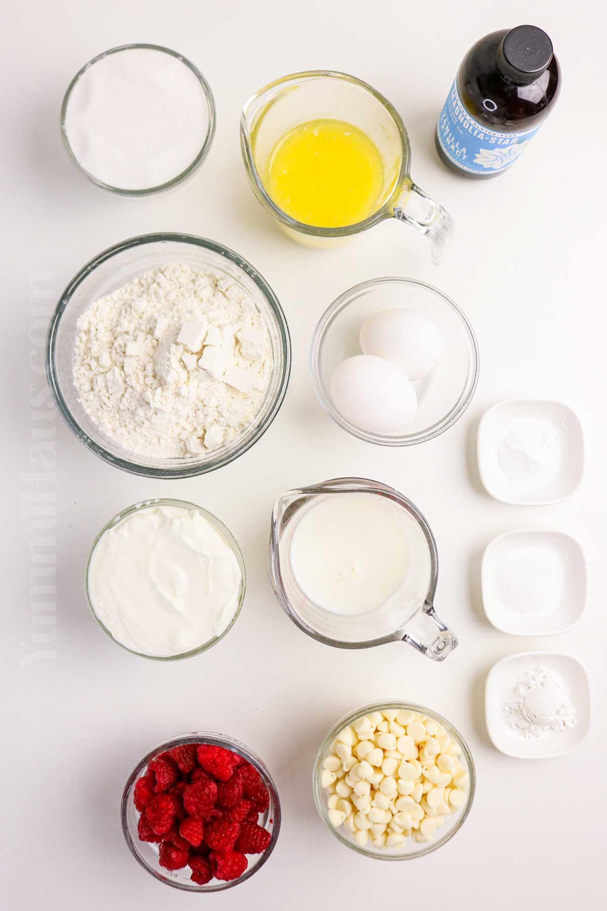 White Chocolate Raspberry Muffin ingredients