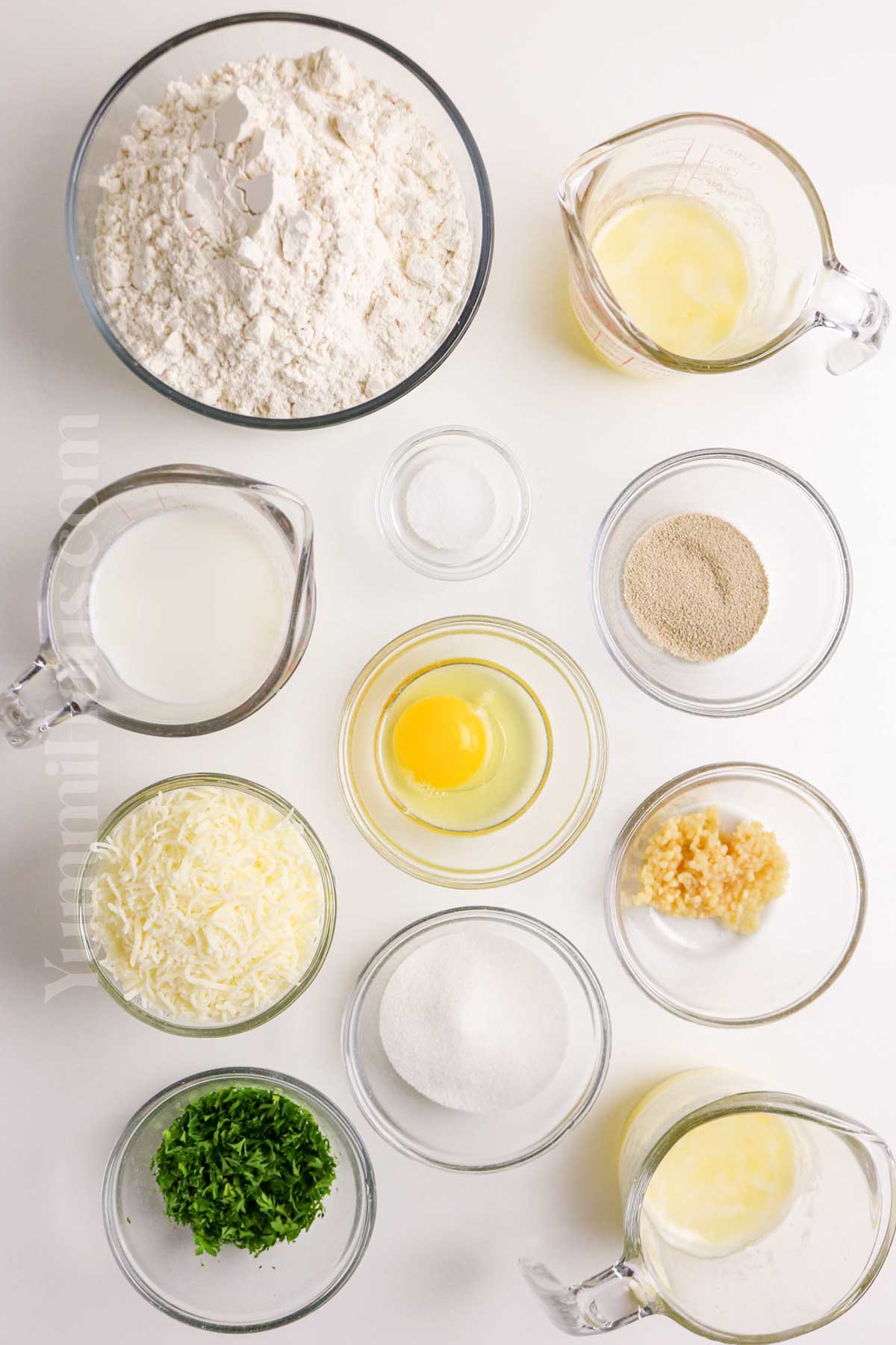 Layered Pull-Apart Bread ingredients
