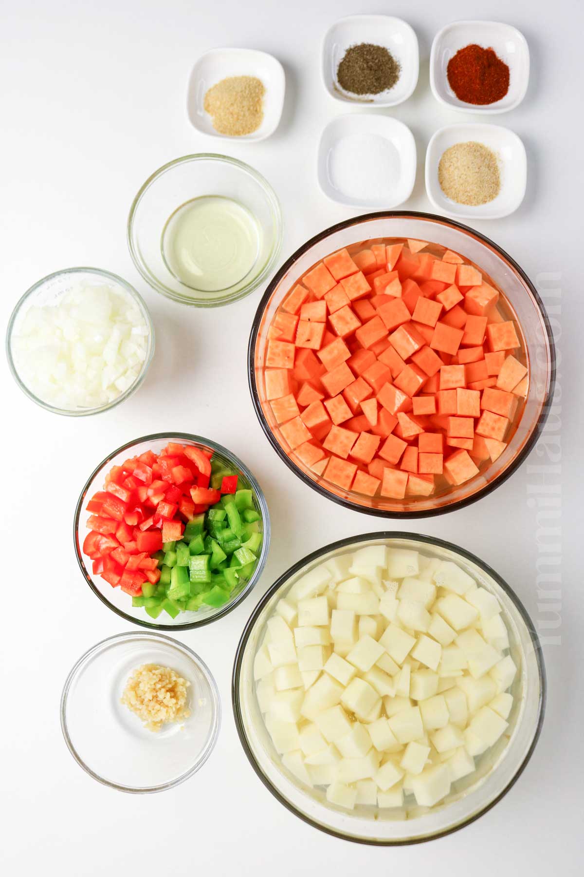 Sweet Potato and Potato Hash ingredients