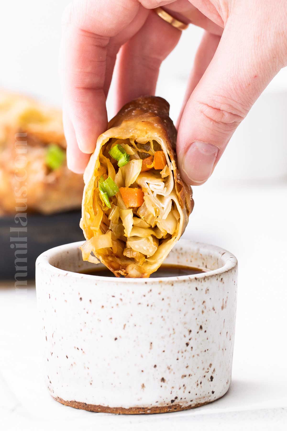 Air Fryer Egg Rolls with spicy ponzu sauce