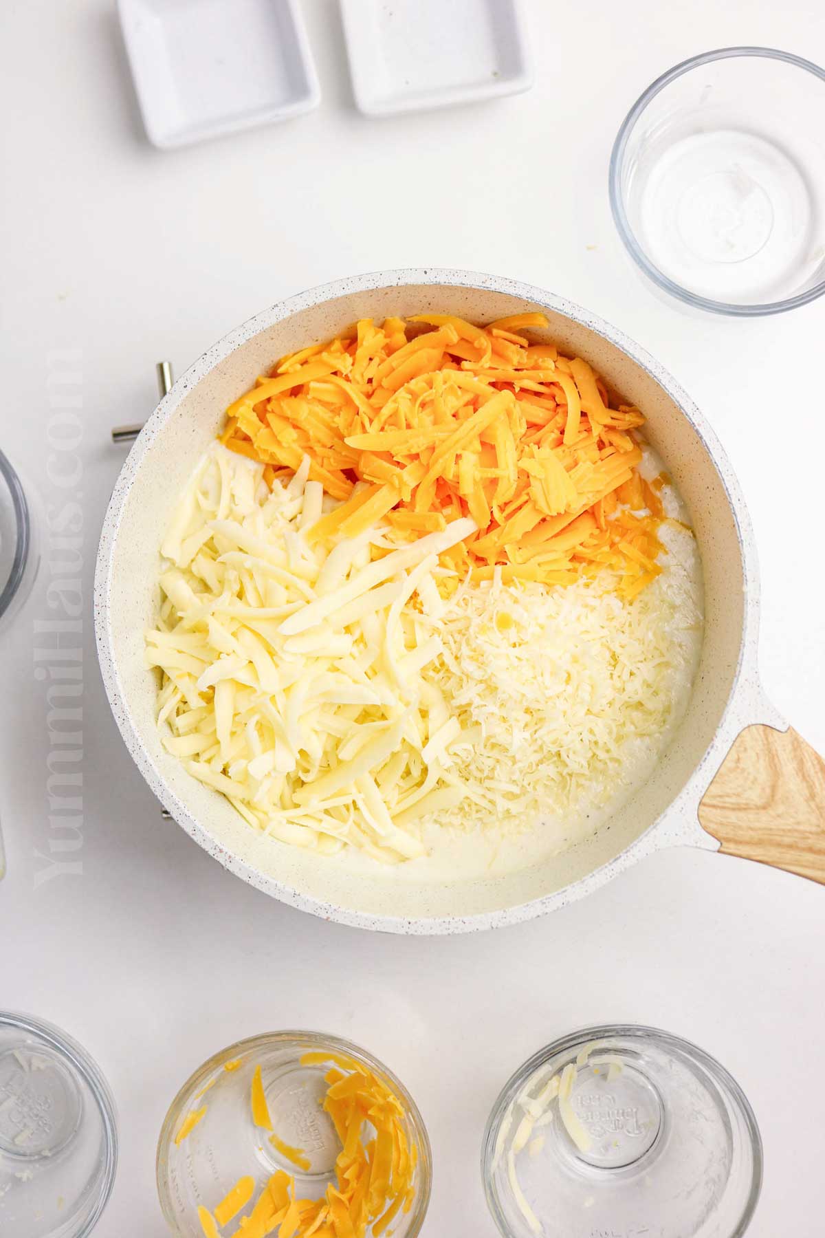 adding the cheese to the roux