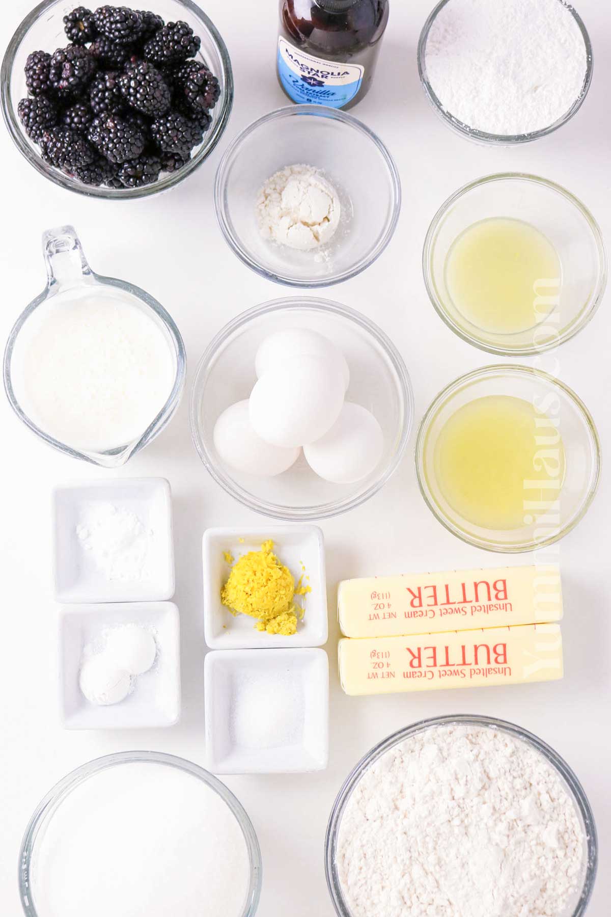 Lemon Blackberry Bundt Cake ingredients