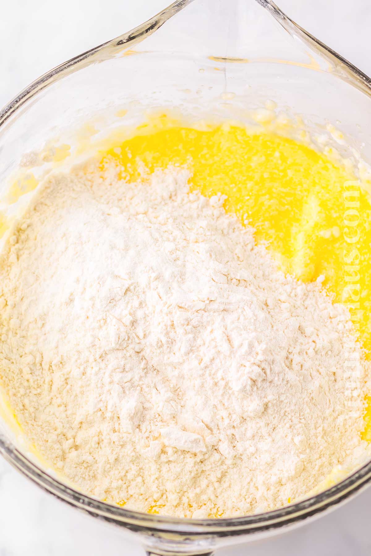 making the cake batter