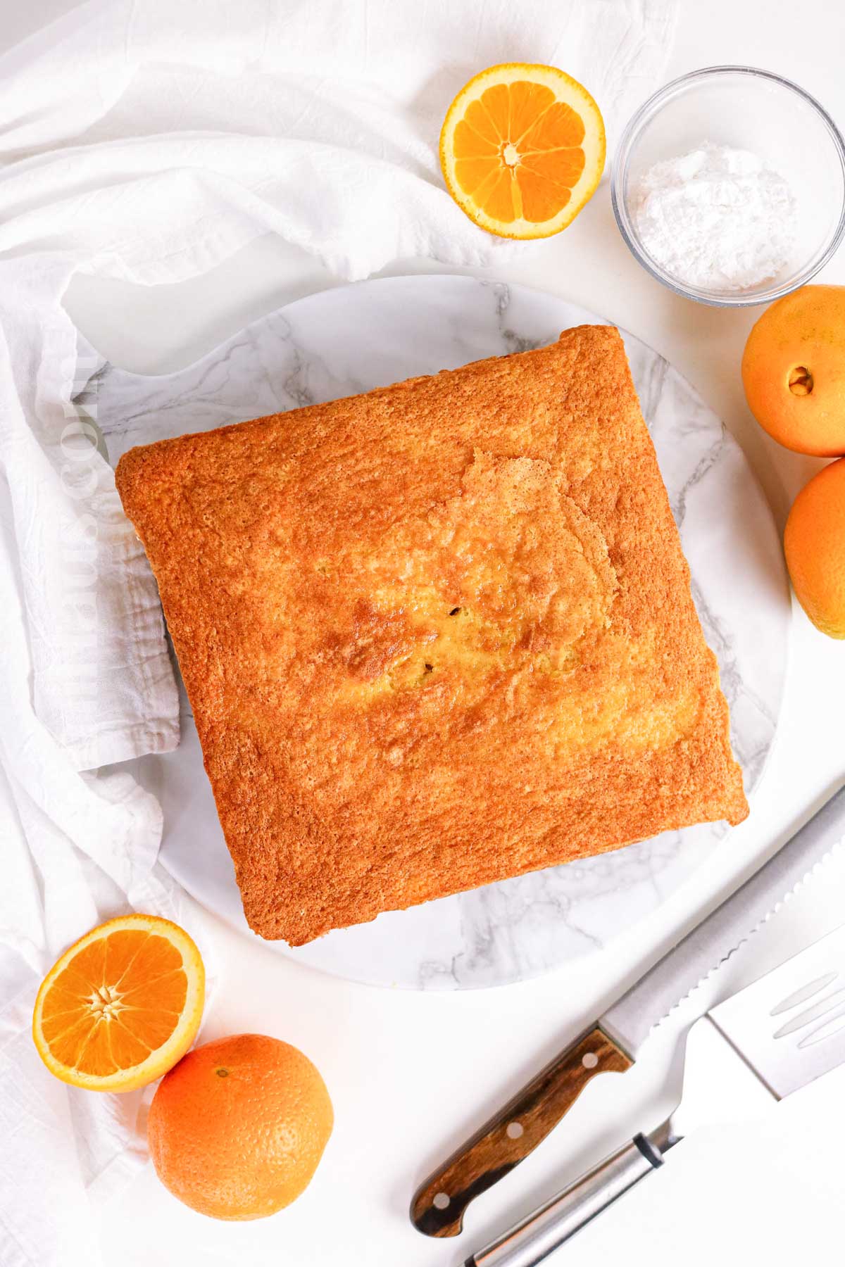 single layer cake with orange