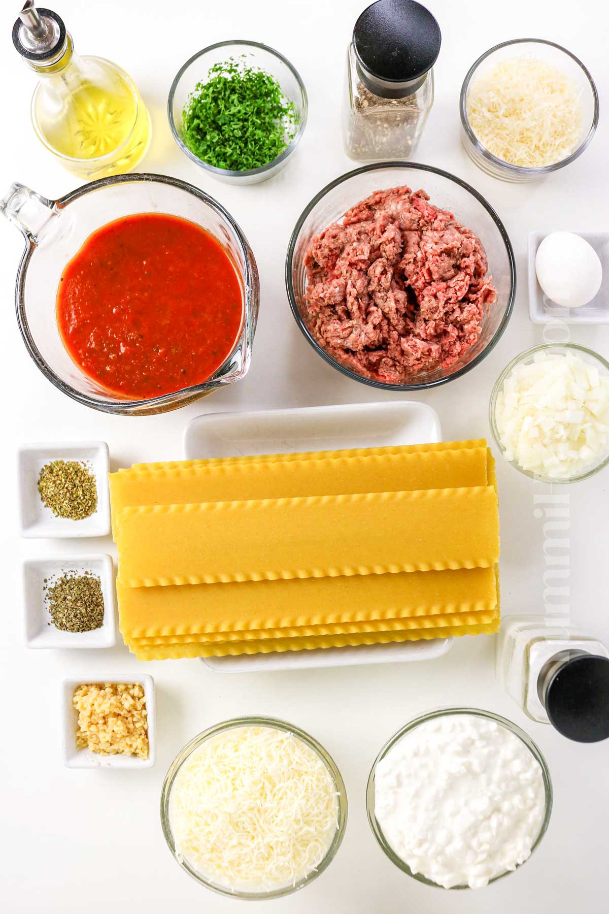 Easy Lasagna Recipe with Cottage Cheese ingredients