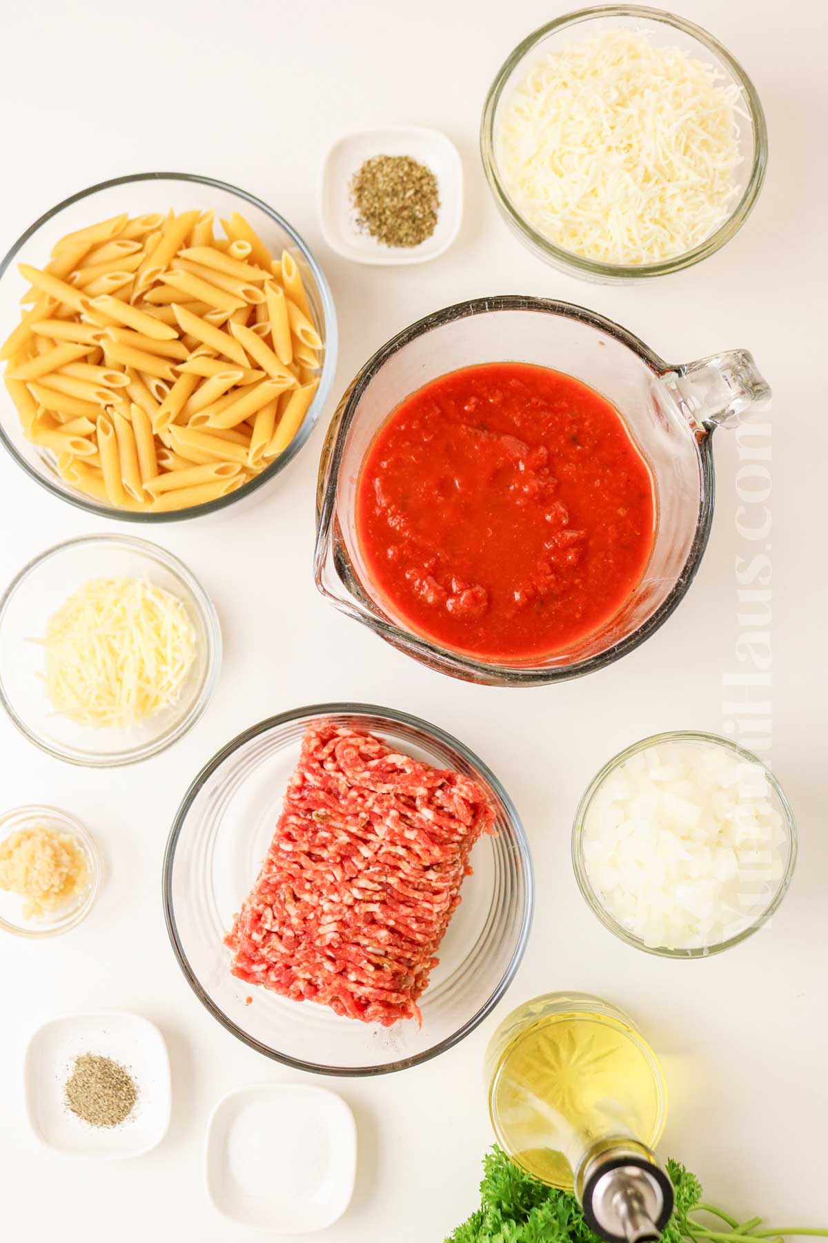 Sausage Pasta Bake ingredients