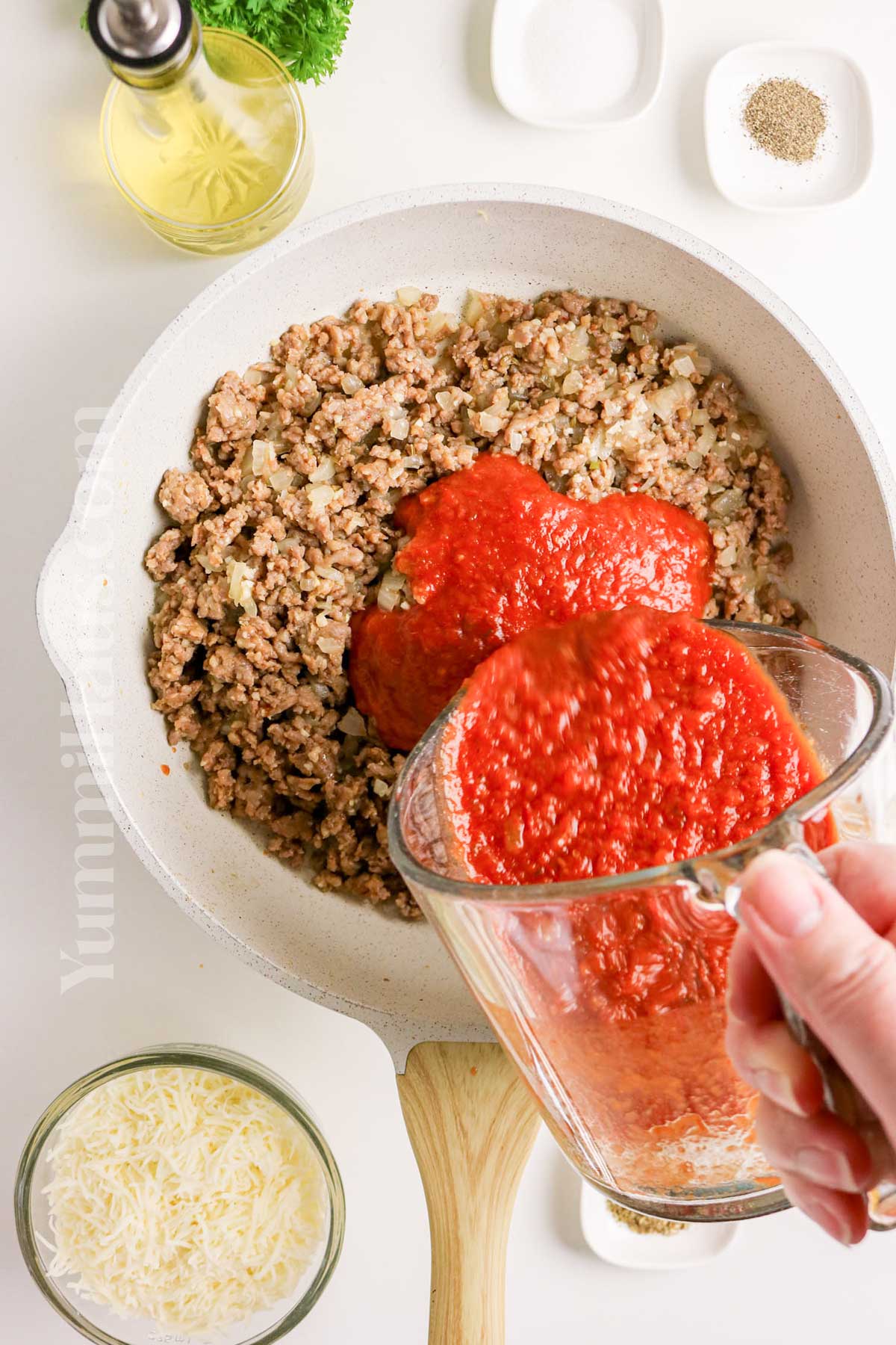 adding the sauce