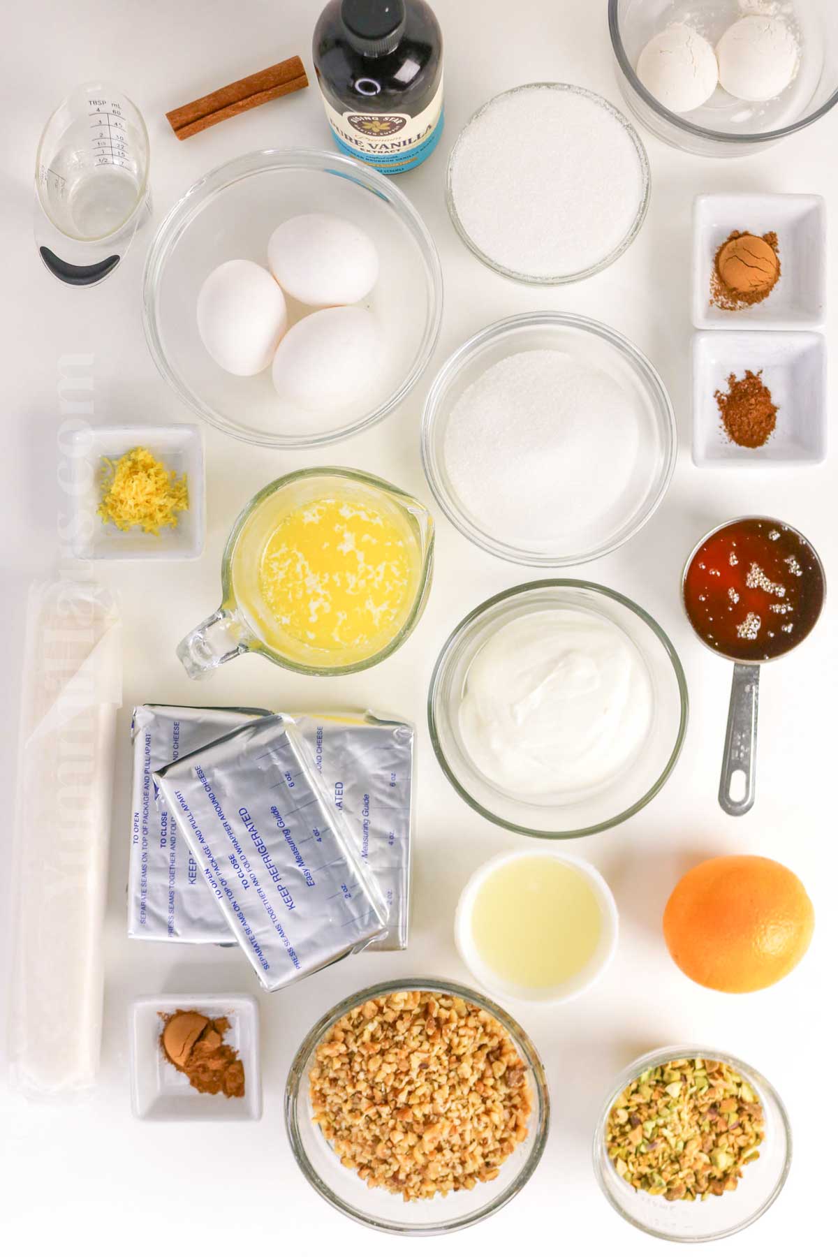Baklava Cheesecake ingredients
