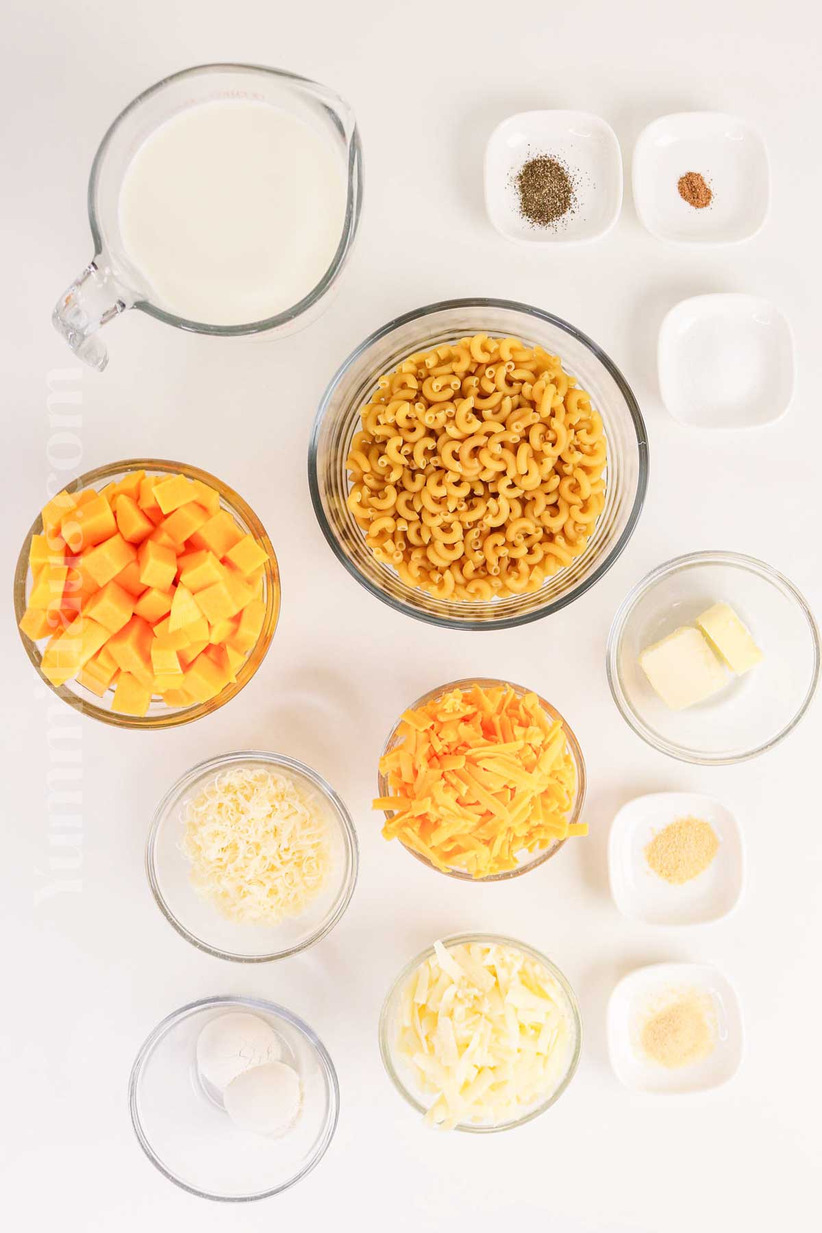 Butternut Squash Macaroni and Cheese ingredients