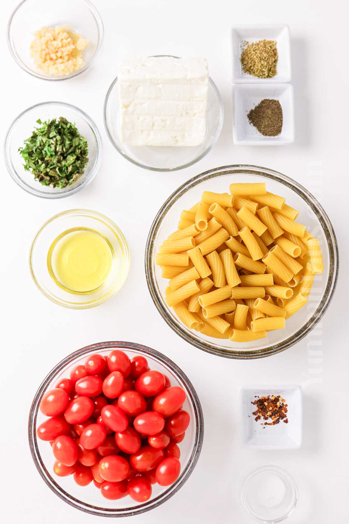 Feta Tomato Pasta ingredients