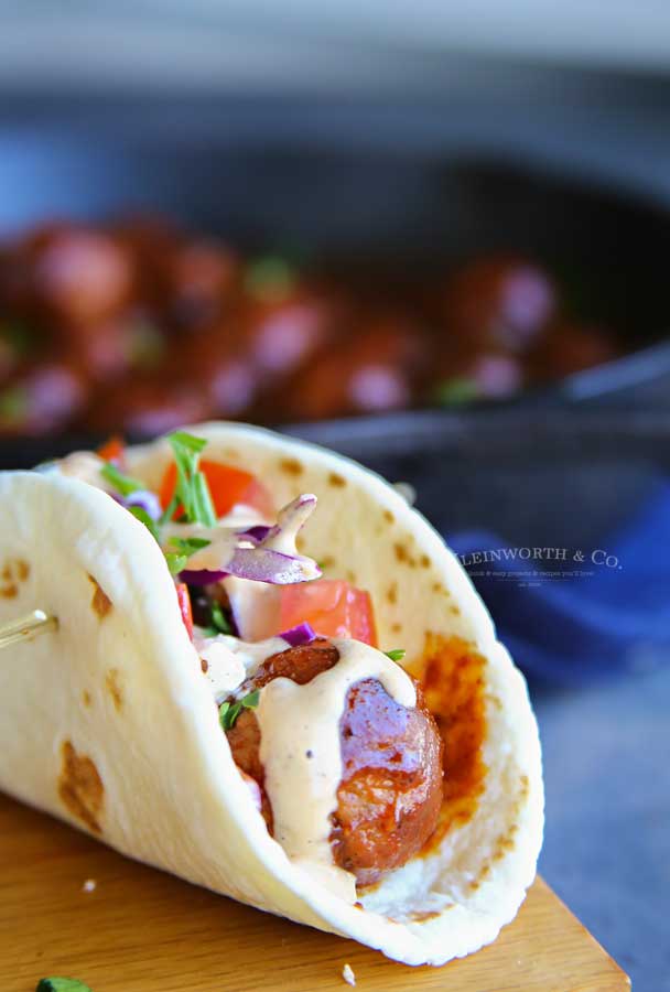 stove top meatballs recipe - BBQ Meatball Street Tacos